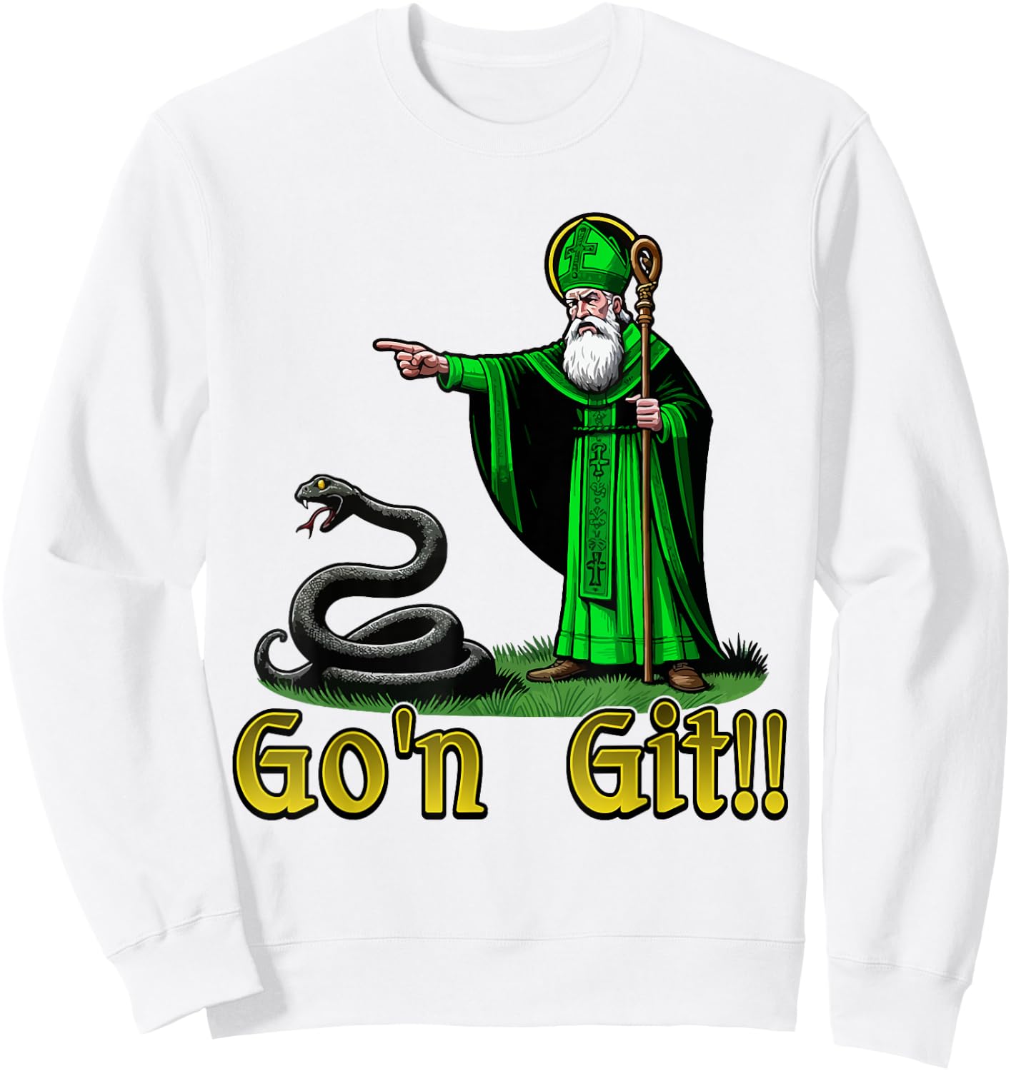 Go'n Git Funny St Patricks Day Snake Sweatshirt - Sweatshirt | White