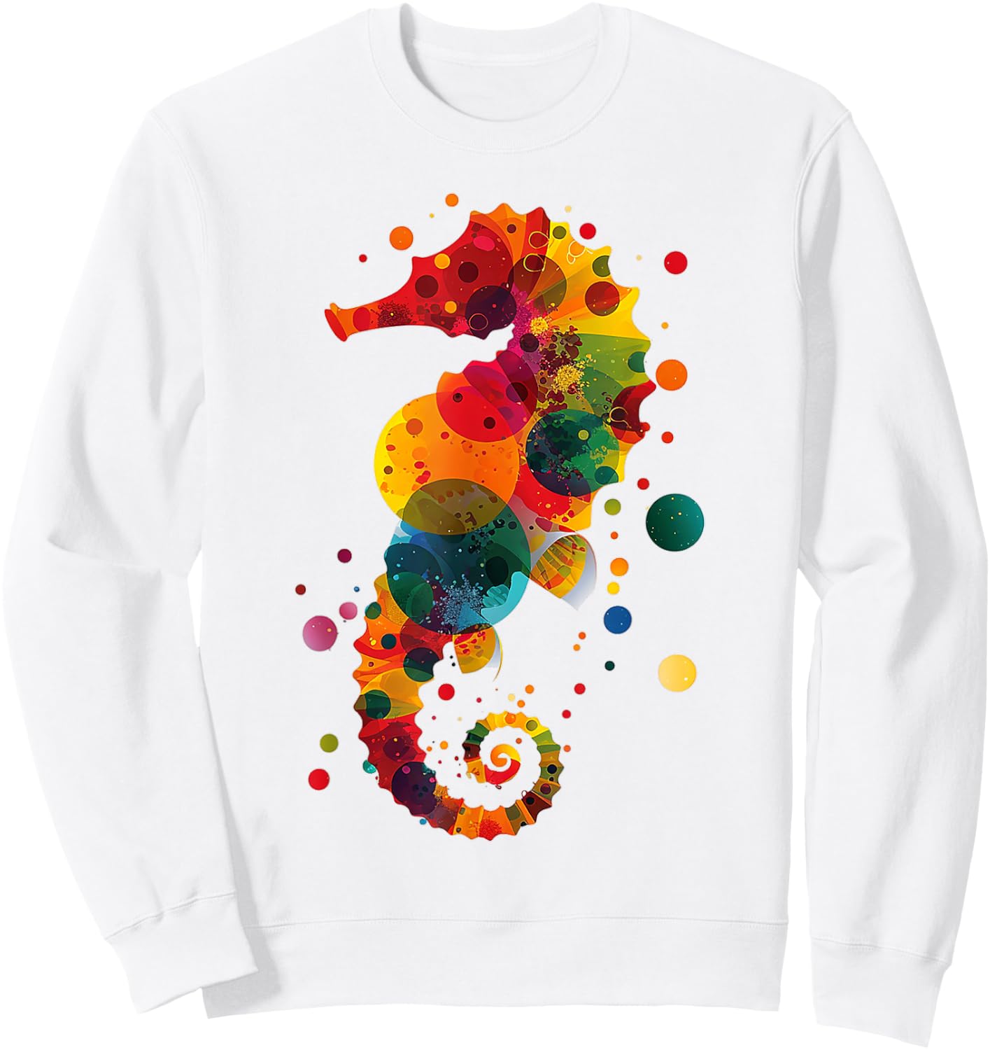 Seahorse Planets Abstract Animal Colourful Art Seahorse , White Sweatshirt - Sweatshirt | White