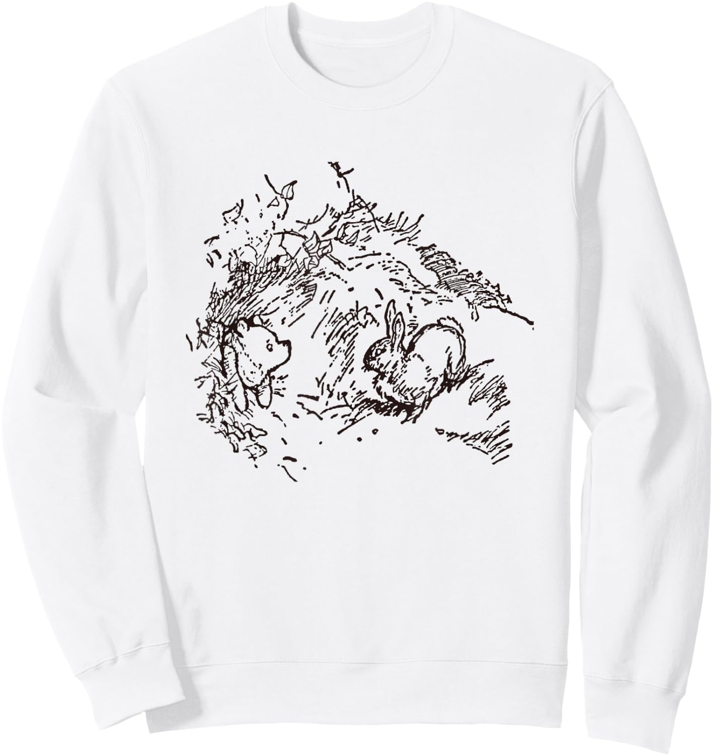 Disney Winnie the Pooh And Rabbit Outline Big Chest Logo F&B Sweatshirt - Sweatshirt | White