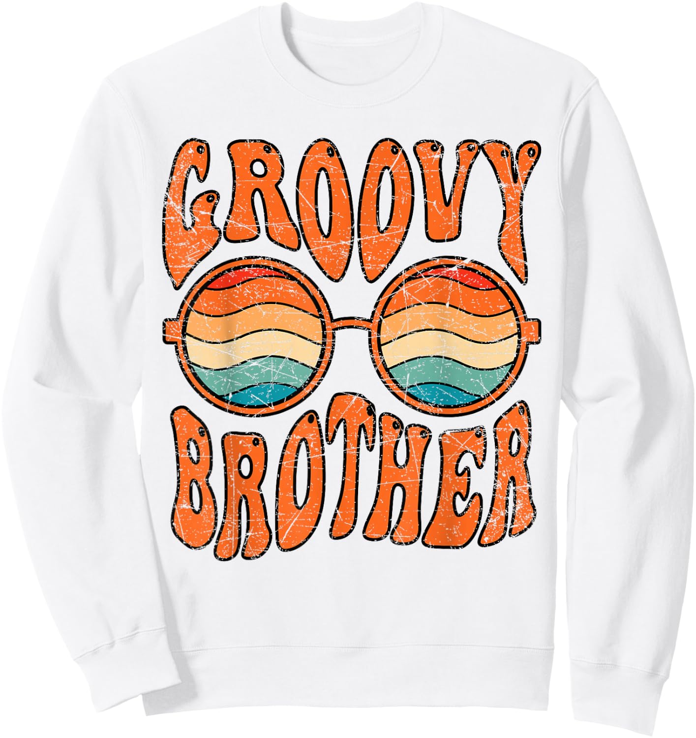 Groovy Brother 70s Aesthetic 1970's Retro Brother Hippie Sweatshirt - Sweatshirt | White