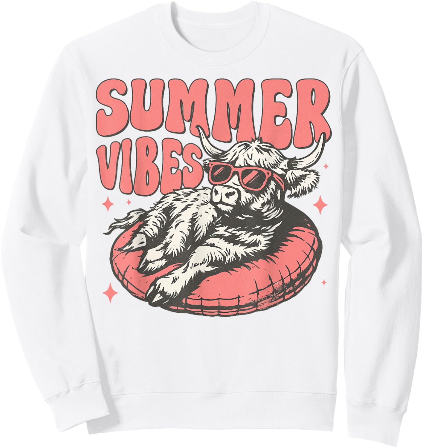 Funny Cow Summer Vibes Cow Summer Vibes Sweatshirt - Sweatshirt | White