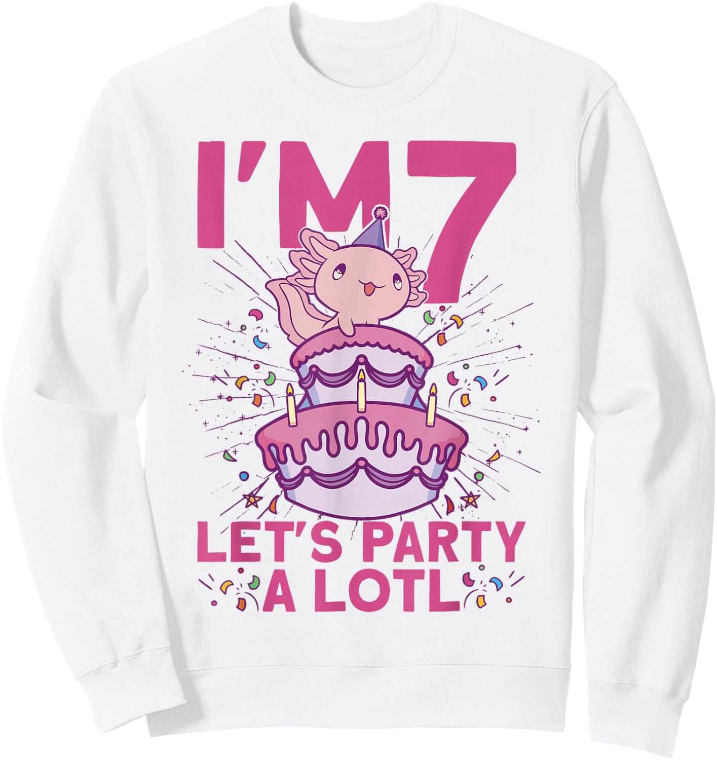 I'm 7 bday Axolotl party cute 7th Birthday Kids Axolotl Sweatshirt - Sweatshirt | White