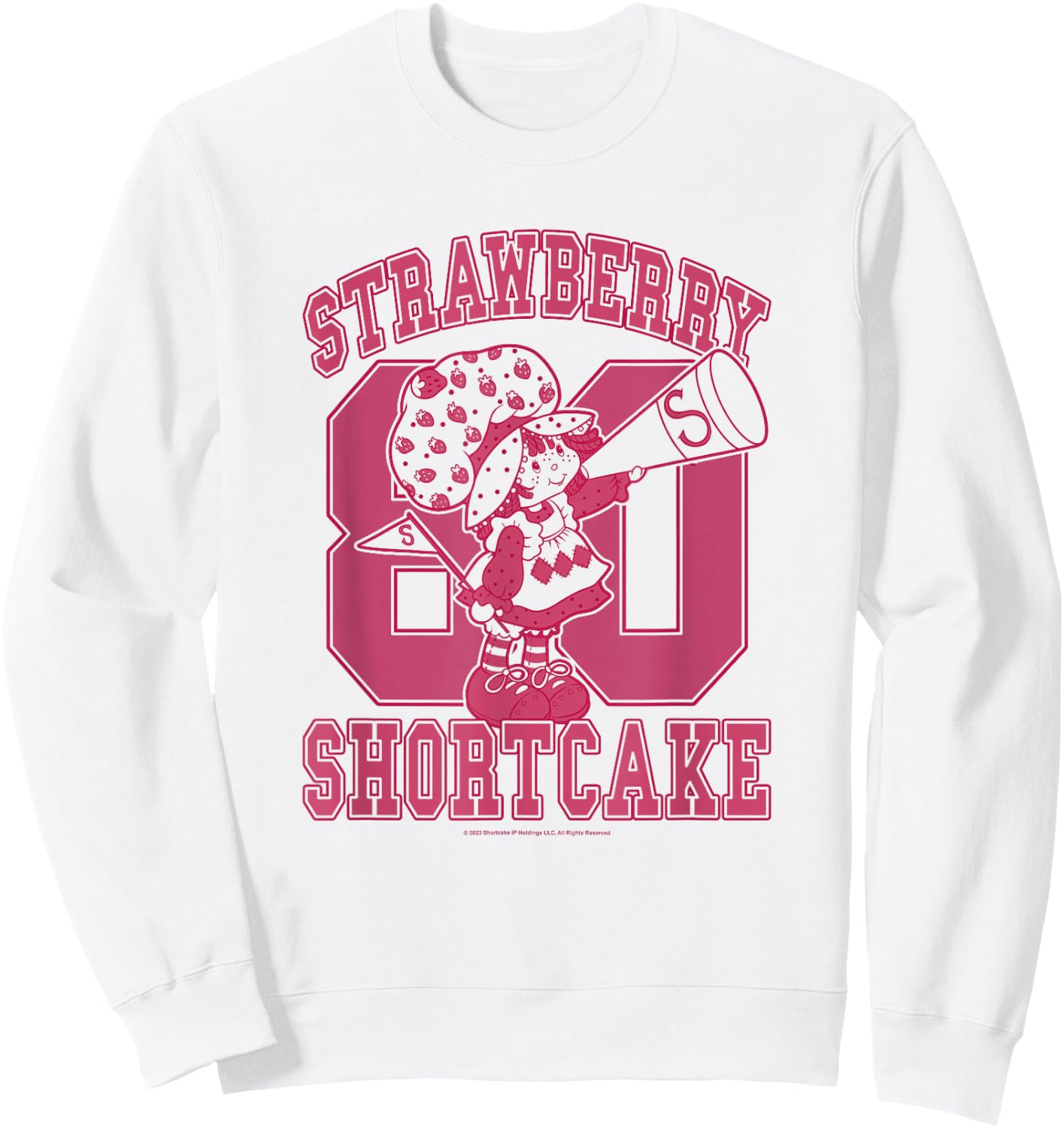 Strawberry Shortcake Eighties Bold Pink Collegiate Cutie Pie Sweatshirt - Sweatshirt | White