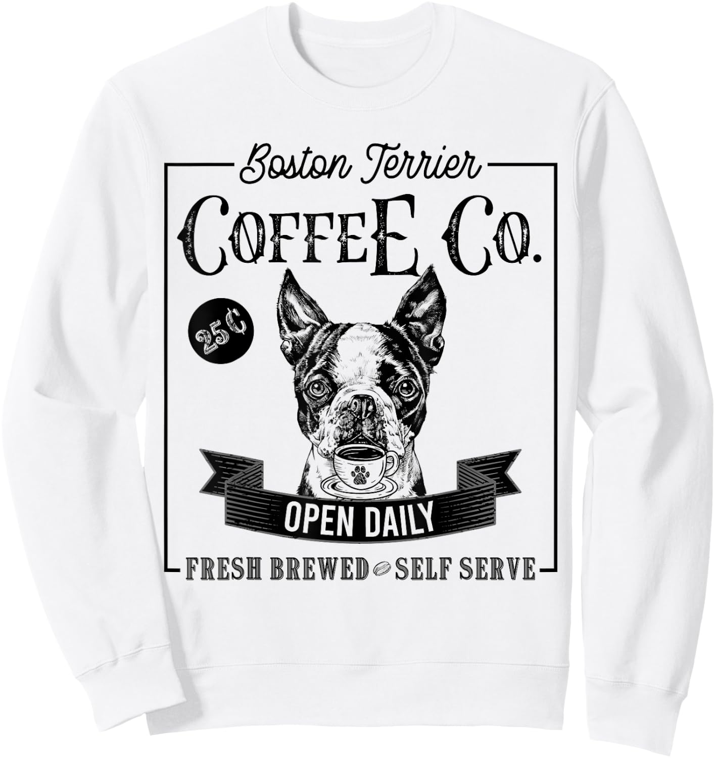 Retro Boston Terrier Coffee Funny Dog Mom Coffee Lover Sweatshirt - Sweatshirt | White