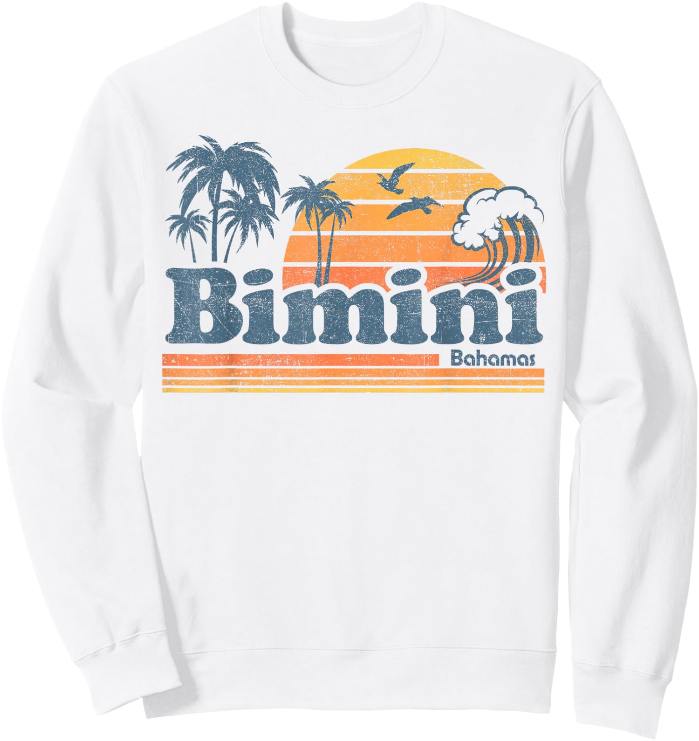 Bimini Bahamas Beach Summer Vacation Sun Vintage 70's Retro Sweatshirt - Sweatshirt | White
