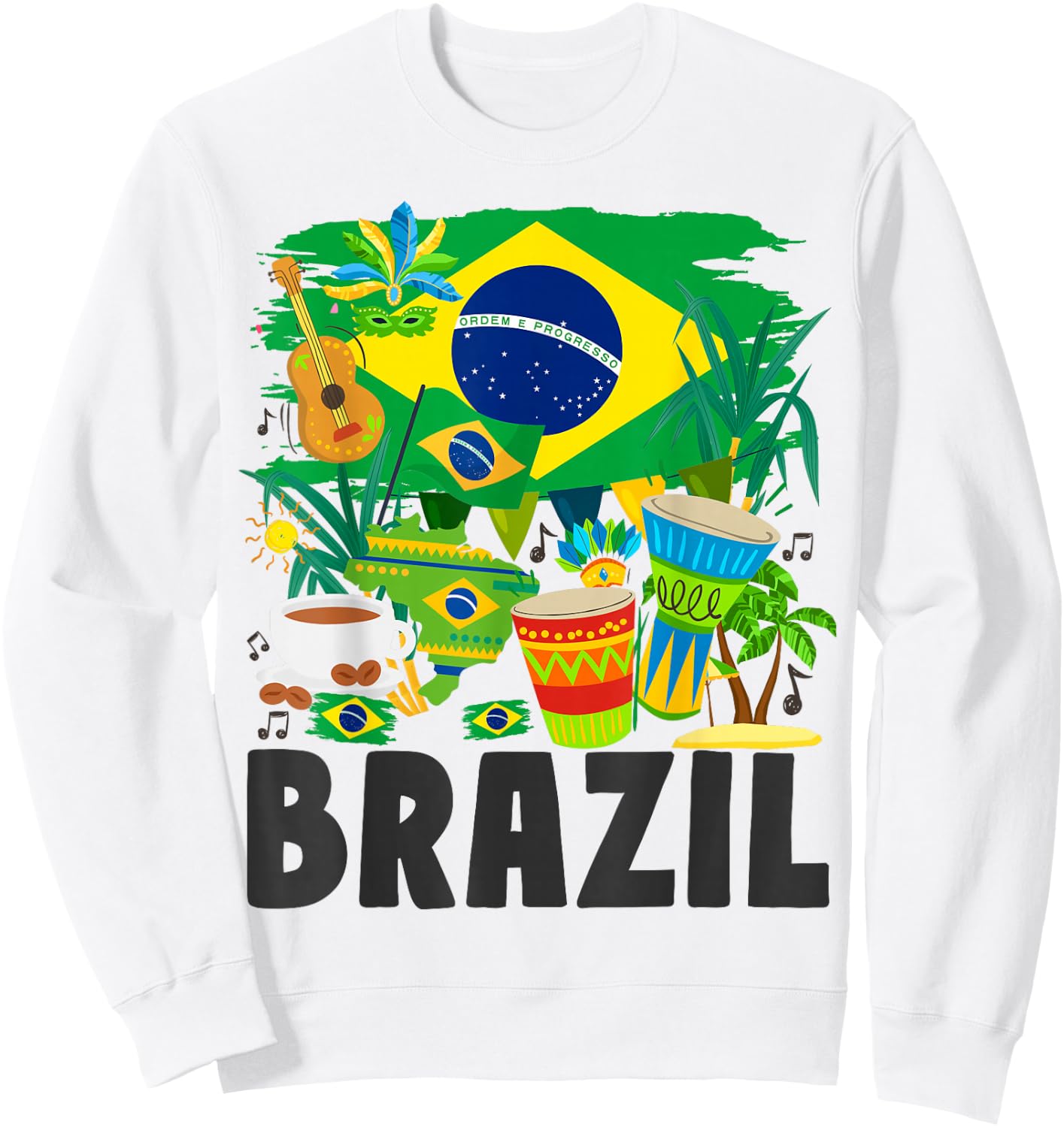 Brazil Flag - Outfit Idea - Brazil and Brazil Flag Sweatshirt - Sweatshirt | White