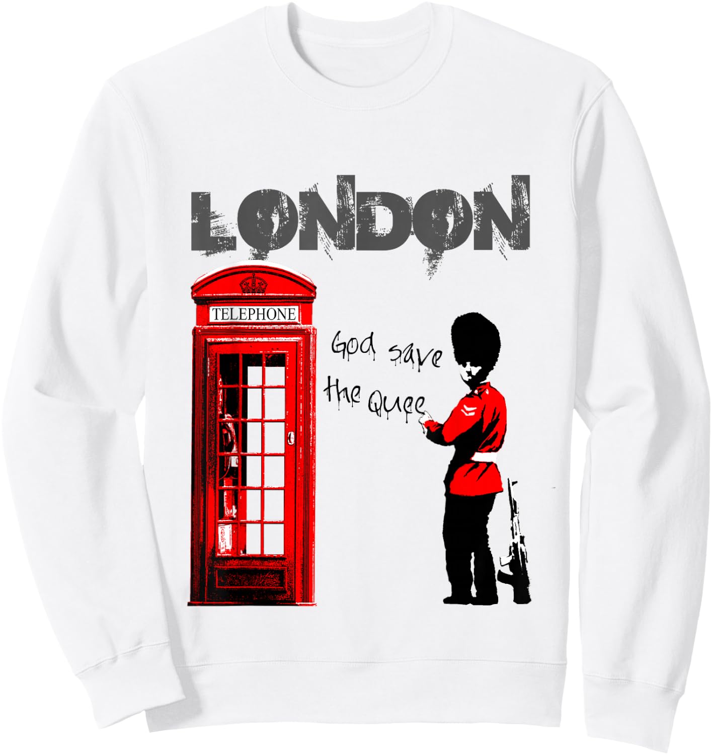 London Banksy Gott schütze die Königin Sweatshirt - Sweatshirt | White