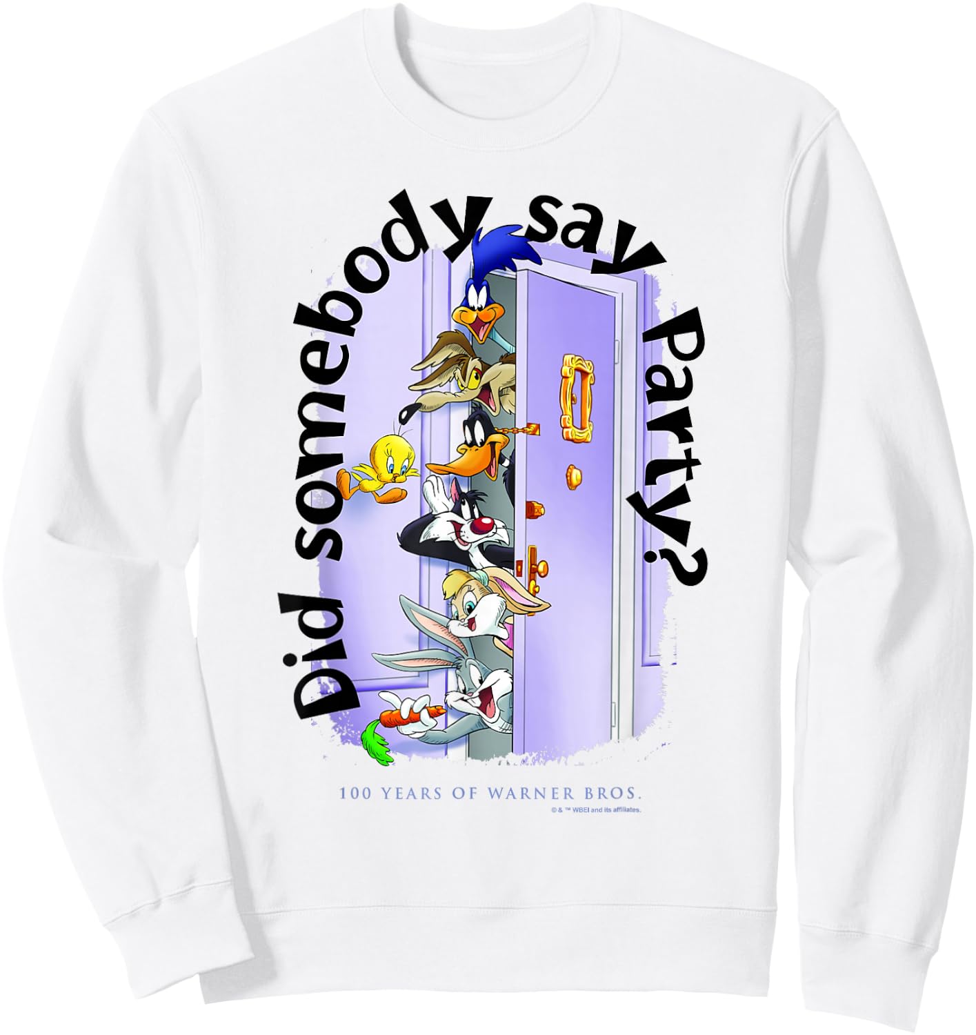 WB 100 Looney Tunes Group Shot Friends Party Iconic Portrait Sweatshirt - Sweatshirt | White