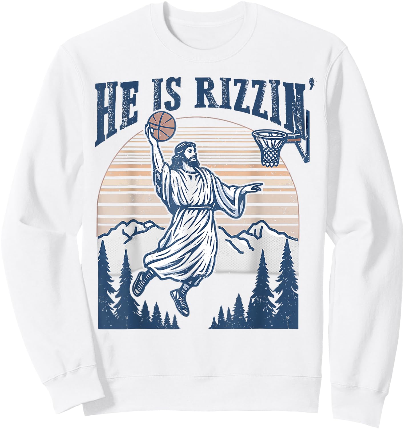 He Is Risen Rizzin' Easter Jesus Christian Faith Basketball Sweatshirt - Sweatshirt | White