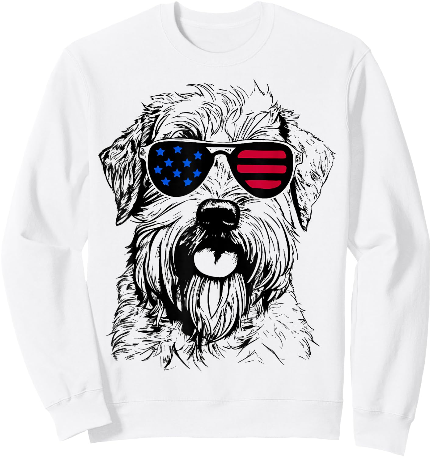 Soft Coated Wheaten Terrier Dog 4th July America USA Flag Women Kids Men Sweatshirt - Sweatshirt | White
