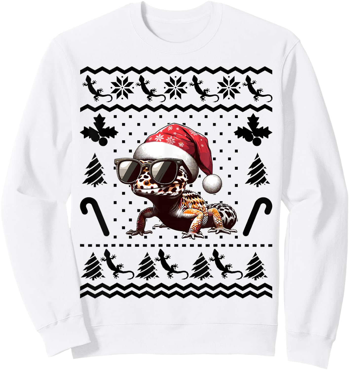 Funny Leopard Gecko Christmas Xmas Reptile Lovers Lizard Sweatshirt - Sweatshirt | White