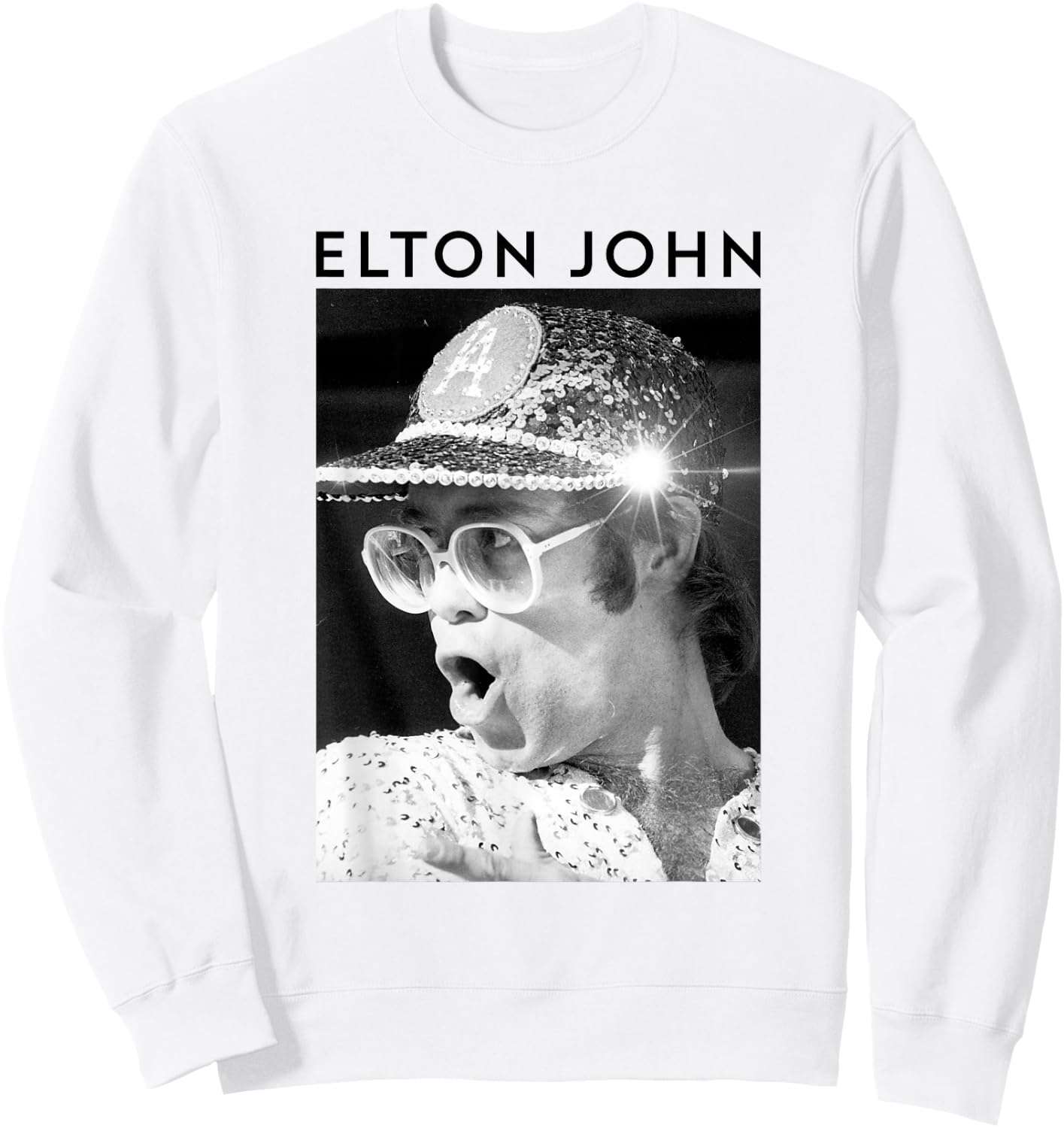Elton John Official Sequin Cap Black/White Sweatshirt - Sweatshirt | White