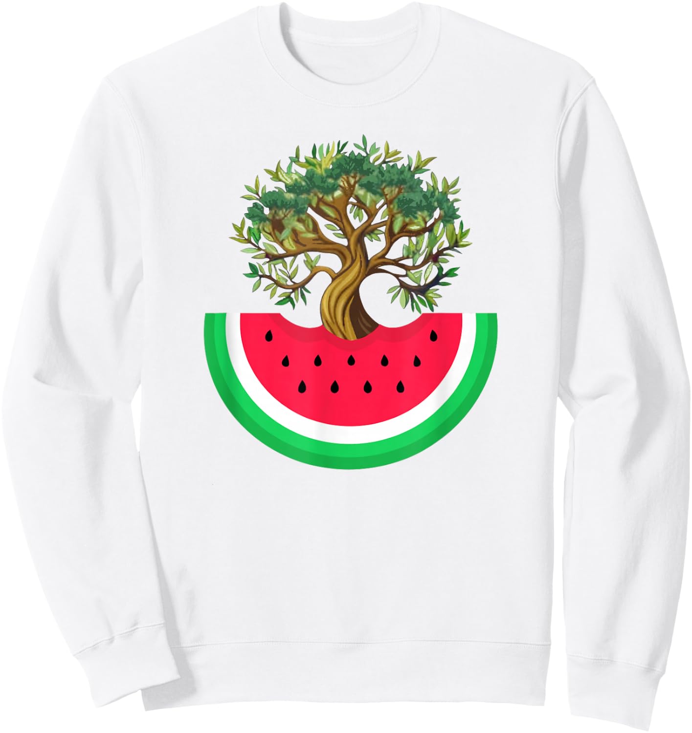 Palestine Watermelon Palestinian Olive Freedom for Palestine , Blue, S Sweatshirt - Sweatshirt | White