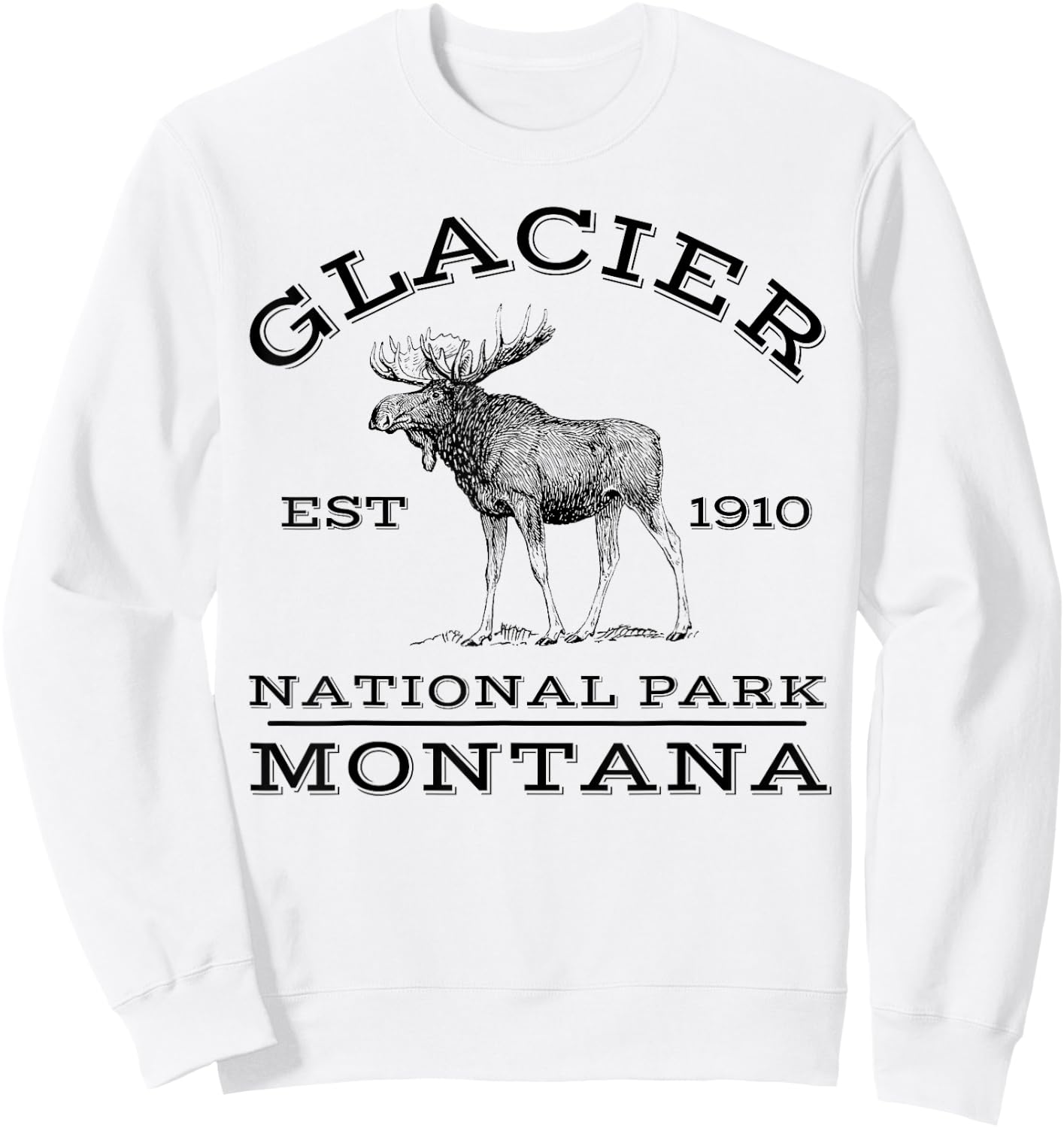 Glacier National Park Montana Moose Hiking Outdoors Sweatshirt - Sweatshirt | White