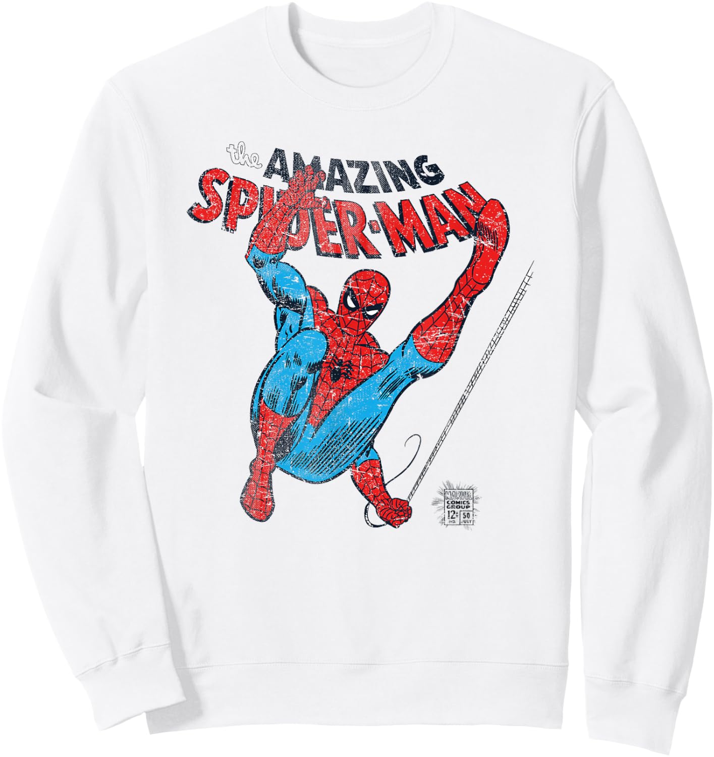 Marvel Spider-Man Retro Web Slinger , White Sweatshirt - Sweatshirt | White