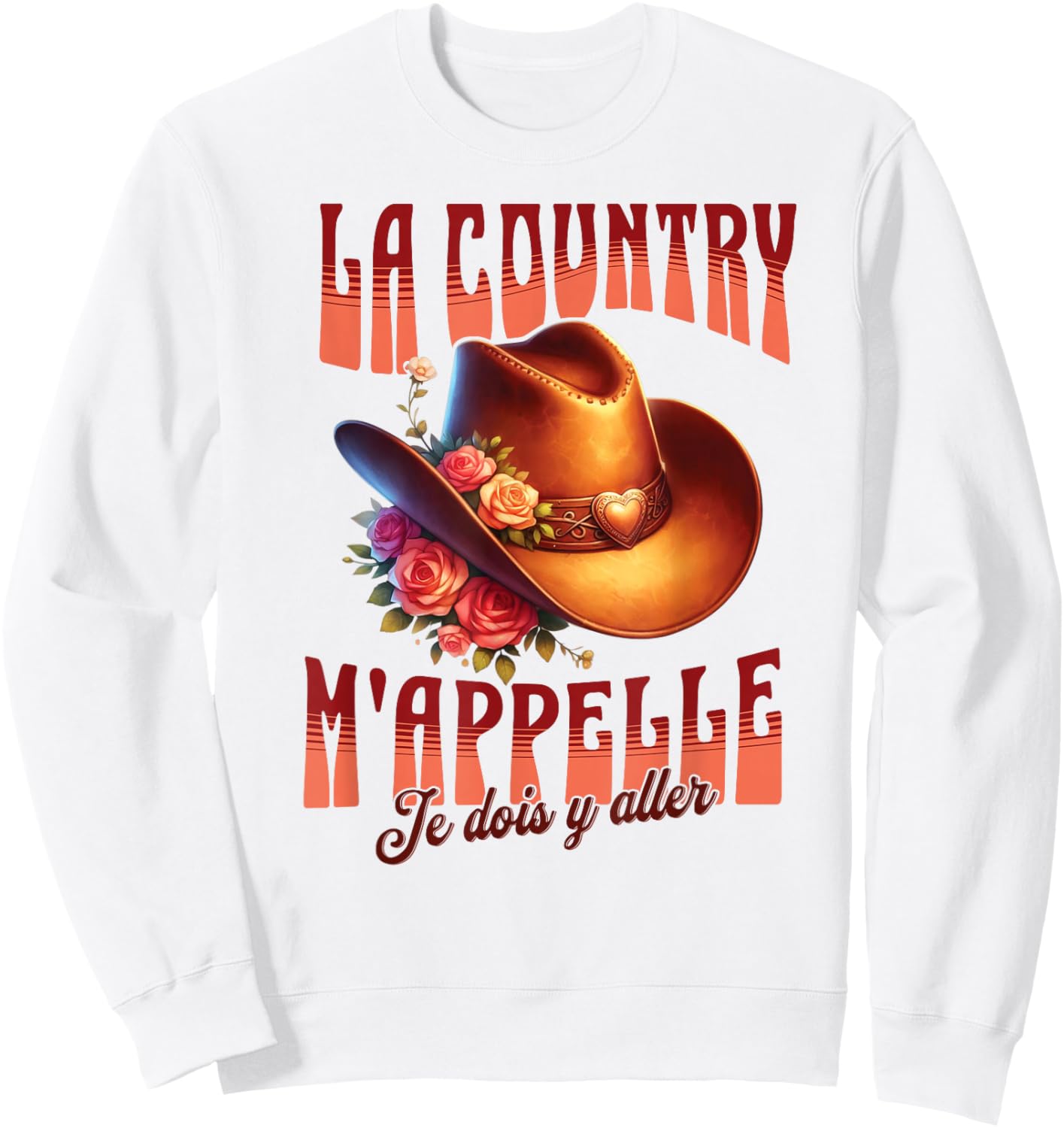Country Dance Calls Me Flower Hat American Spirit , white, S Sweatshirt - Sweatshirt | White