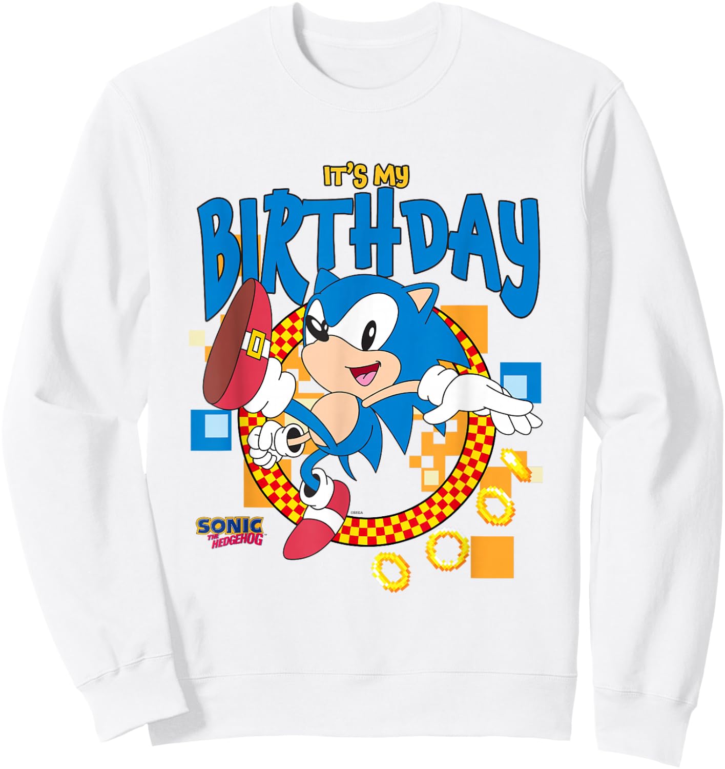 Sonic The Hedgehog Birthday It's My Birthday Cheering Sonic Sweatshirt - Sweatshirt | White