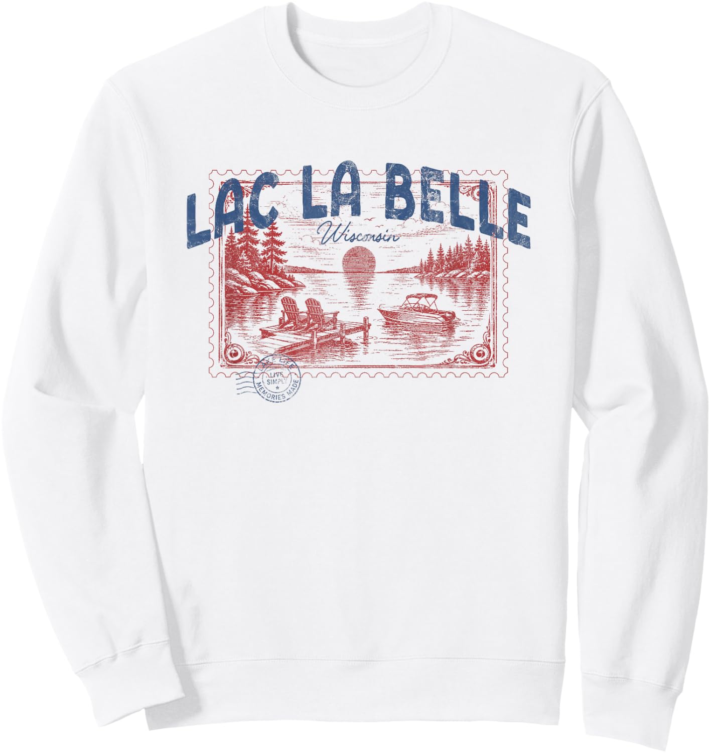 Lac La Belle Wisconsin Outdoors Vintage Sweatshirt - Sweatshirt | White
