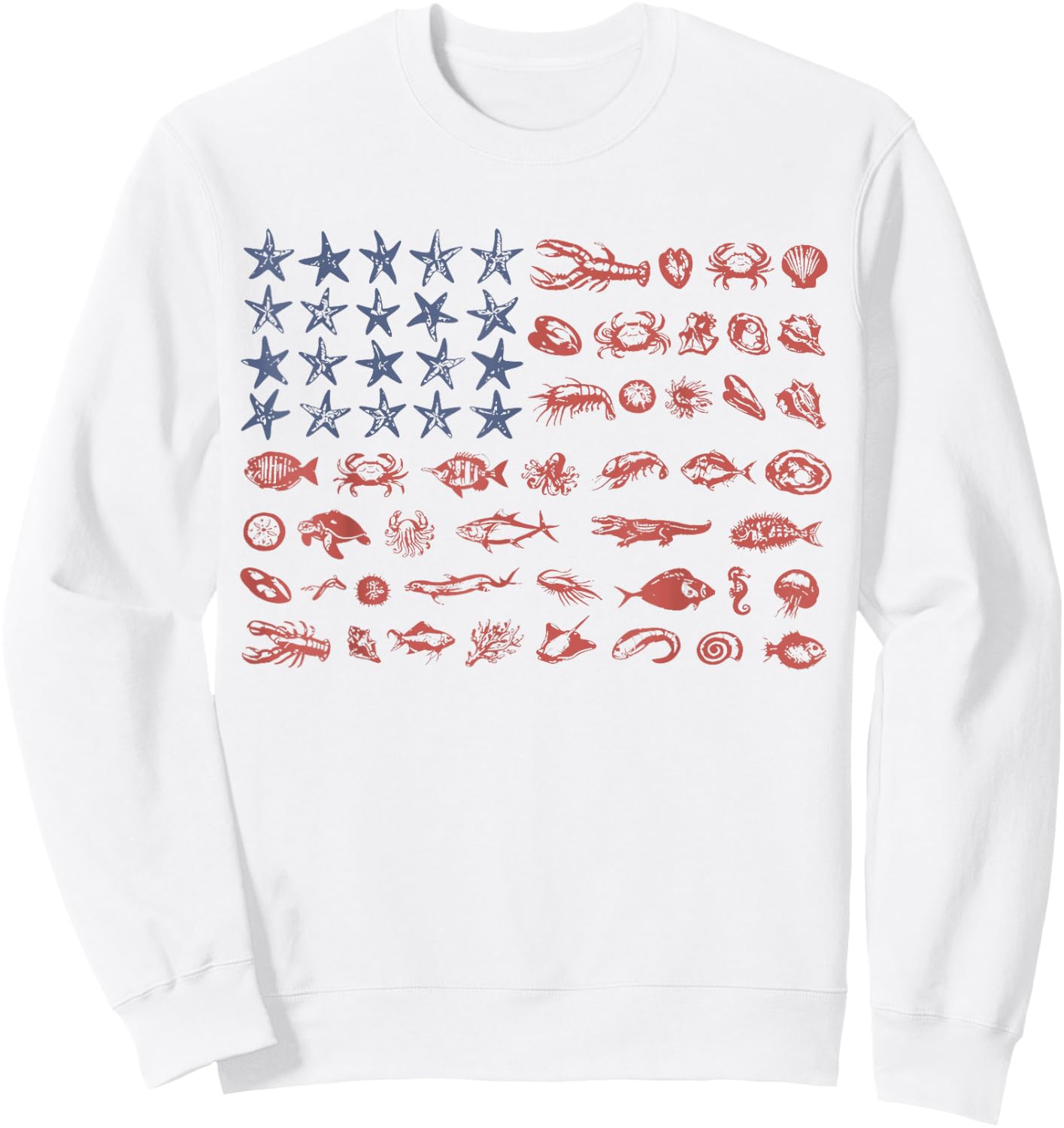 Seashell USA Flag America 250th Anniversary 4th of July Sweatshirt - Sweatshirt | White