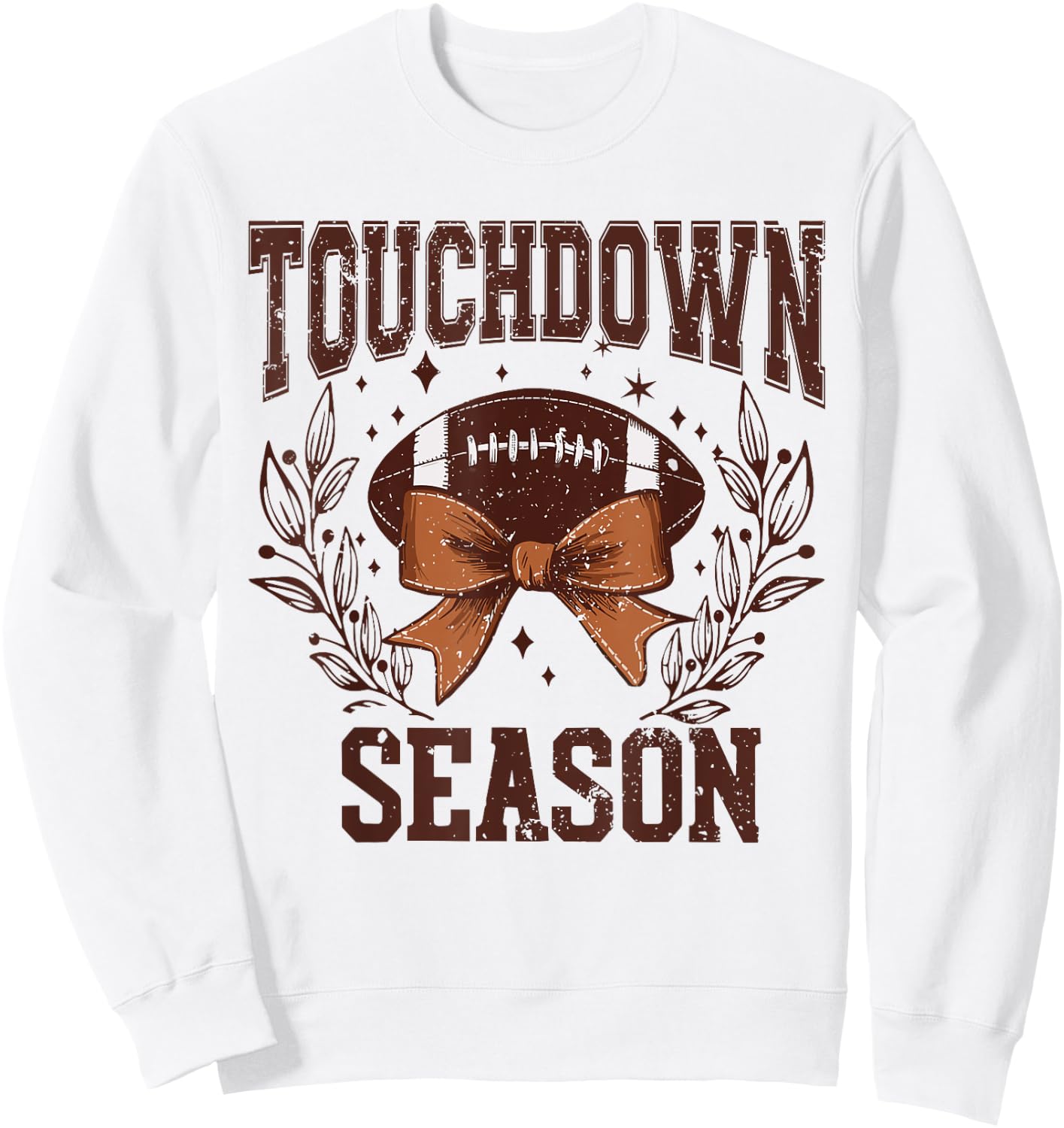 Touch Down Season Coquette Football Bow Fall Football Mom Sweatshirt - Sweatshirt | White