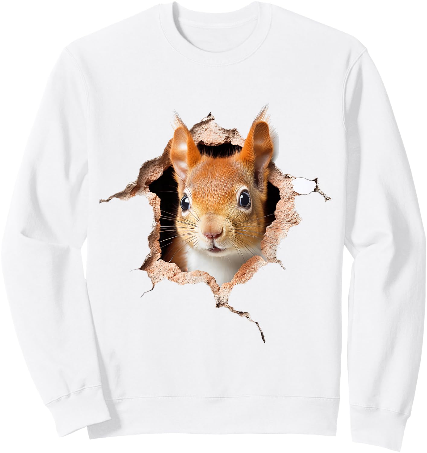 Squirrel Animal Print Motif Drawing Art Cute Squirrel , White Sweatshirt - Sweatshirt | White