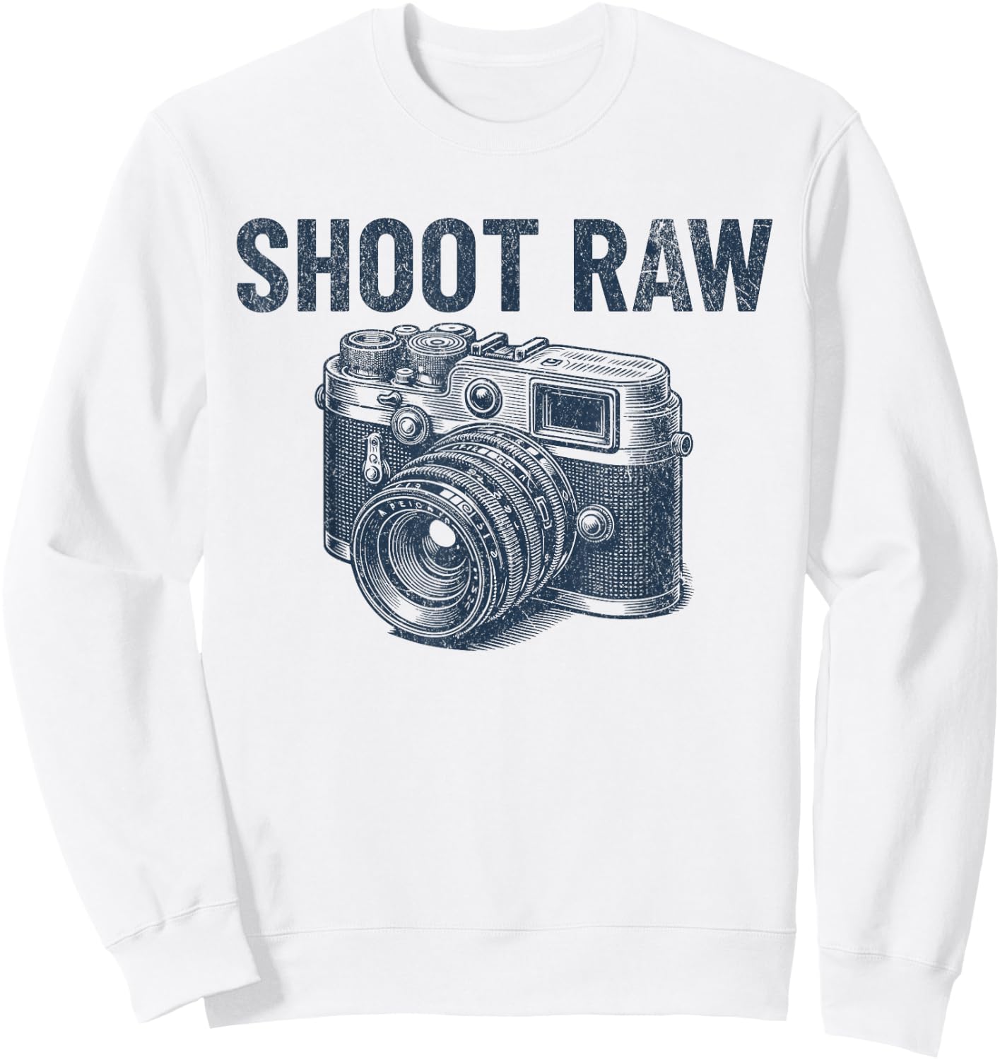 Shoot Raw Vintage Camera Photographer Retro Men's Camera Sweatshirt - Sweatshirt | White