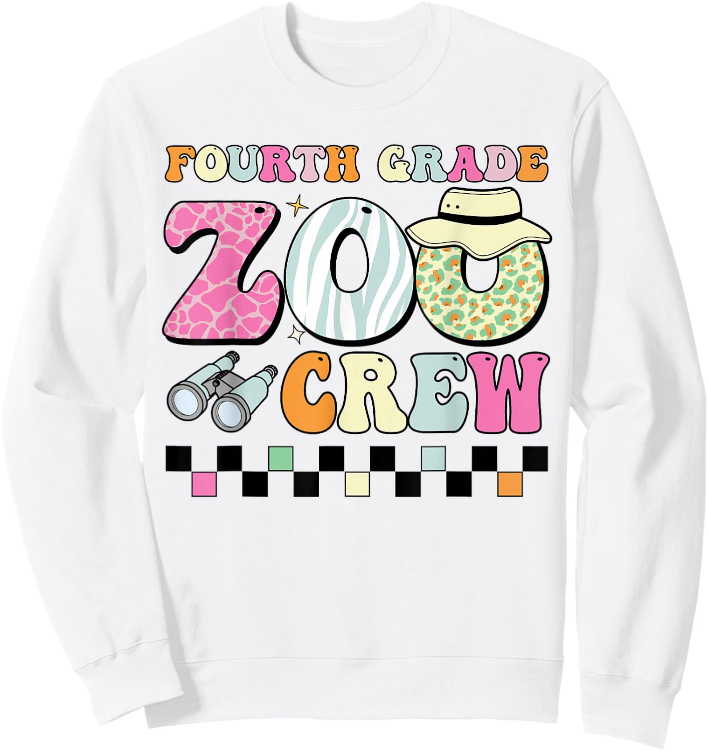 Field Zoo Trip Shirt For Teacher, Fourth Grade Crew Sweatshirt - Sweatshirt | White