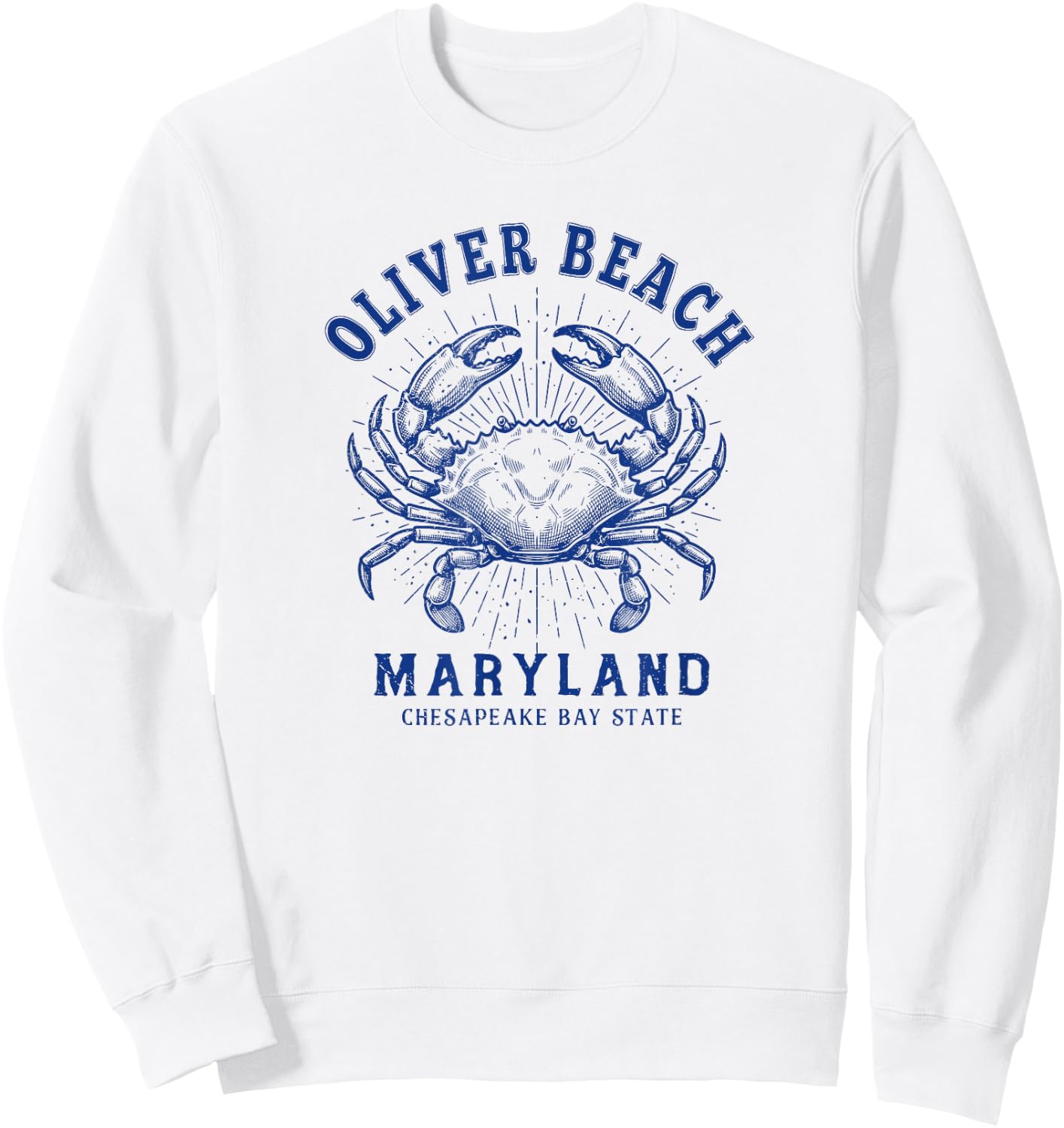 Maryland Blue Crab Coastal Oliver Beach MD Design Sweatshirt - Sweatshirt | White
