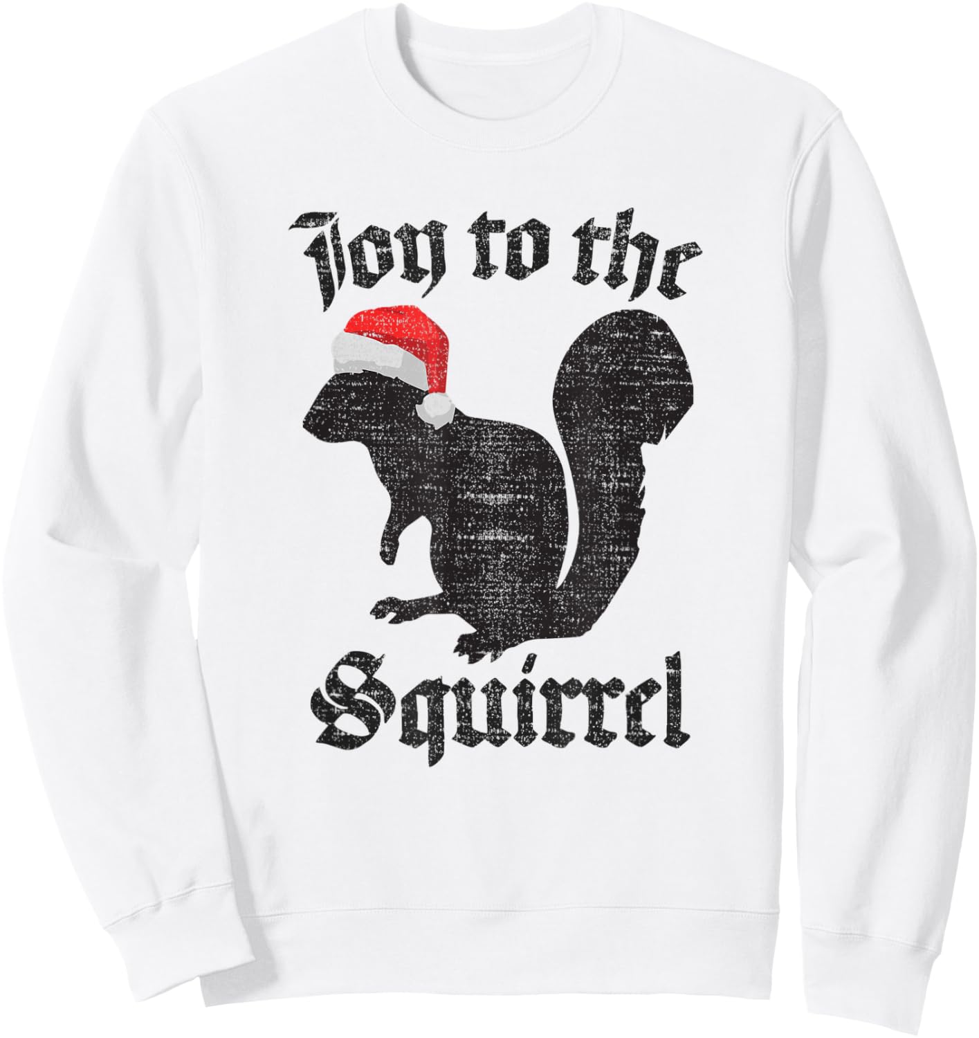 JOY TO THE SQUIRREL Christmas Santa Nature Lovers T Shirt Sweatshirt - Sweatshirt | White