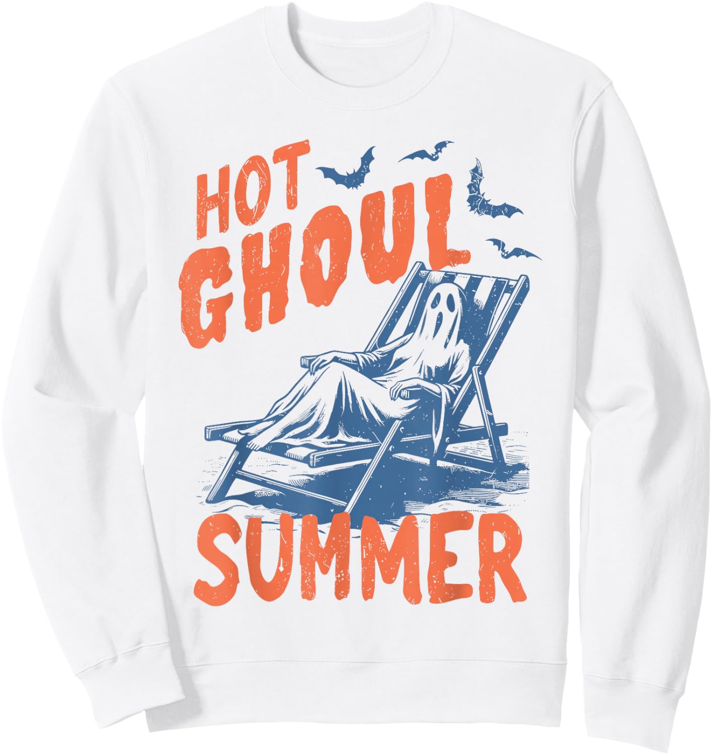 Retro Hot Ghoul Summer Summerween Ghost Halloween Sweatshirt - Sweatshirt | White