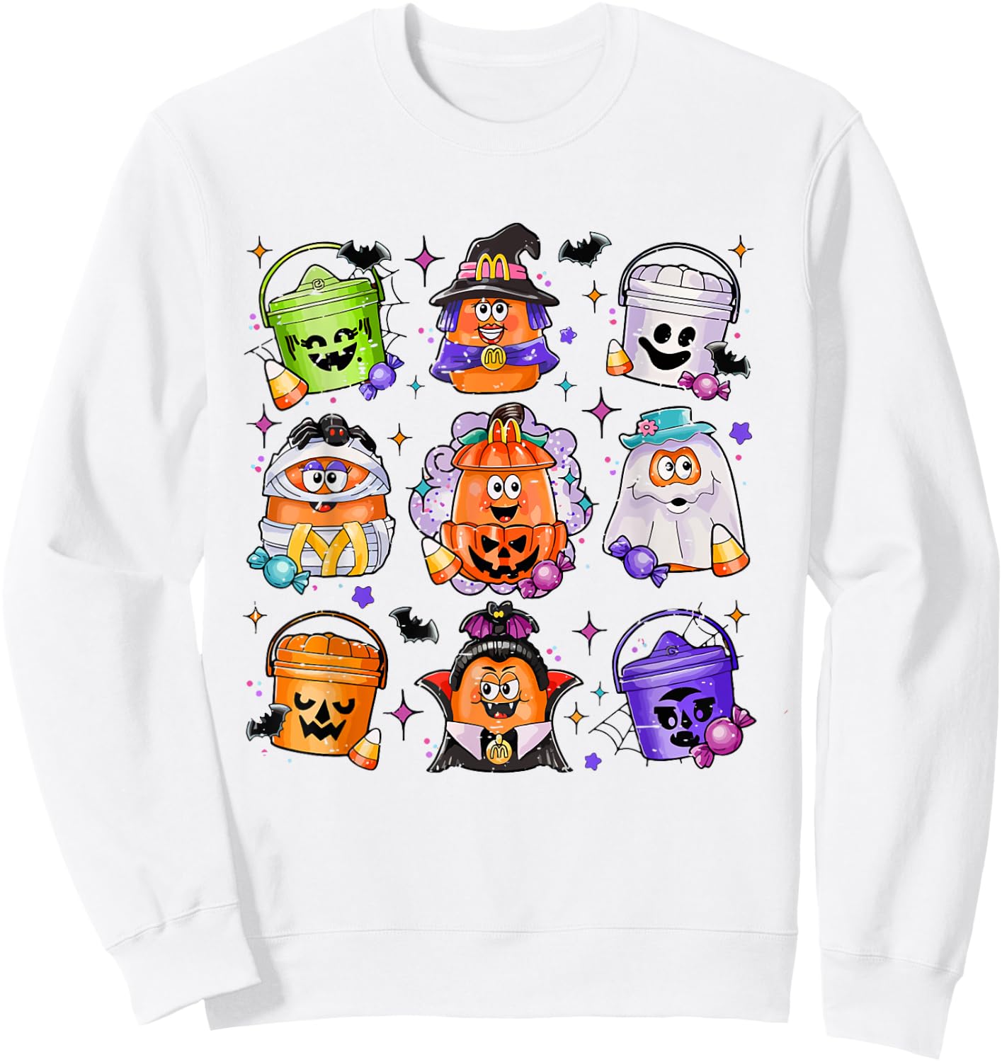 Vintage Funny Halloween Pumpkin Spooky Nuggets Chicken Cute Sweatshirt - Sweatshirt | White
