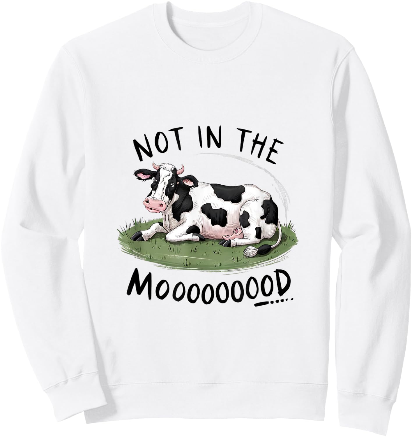 Not In The Mood Funny Cow Sweatshirt - Sweatshirt | White