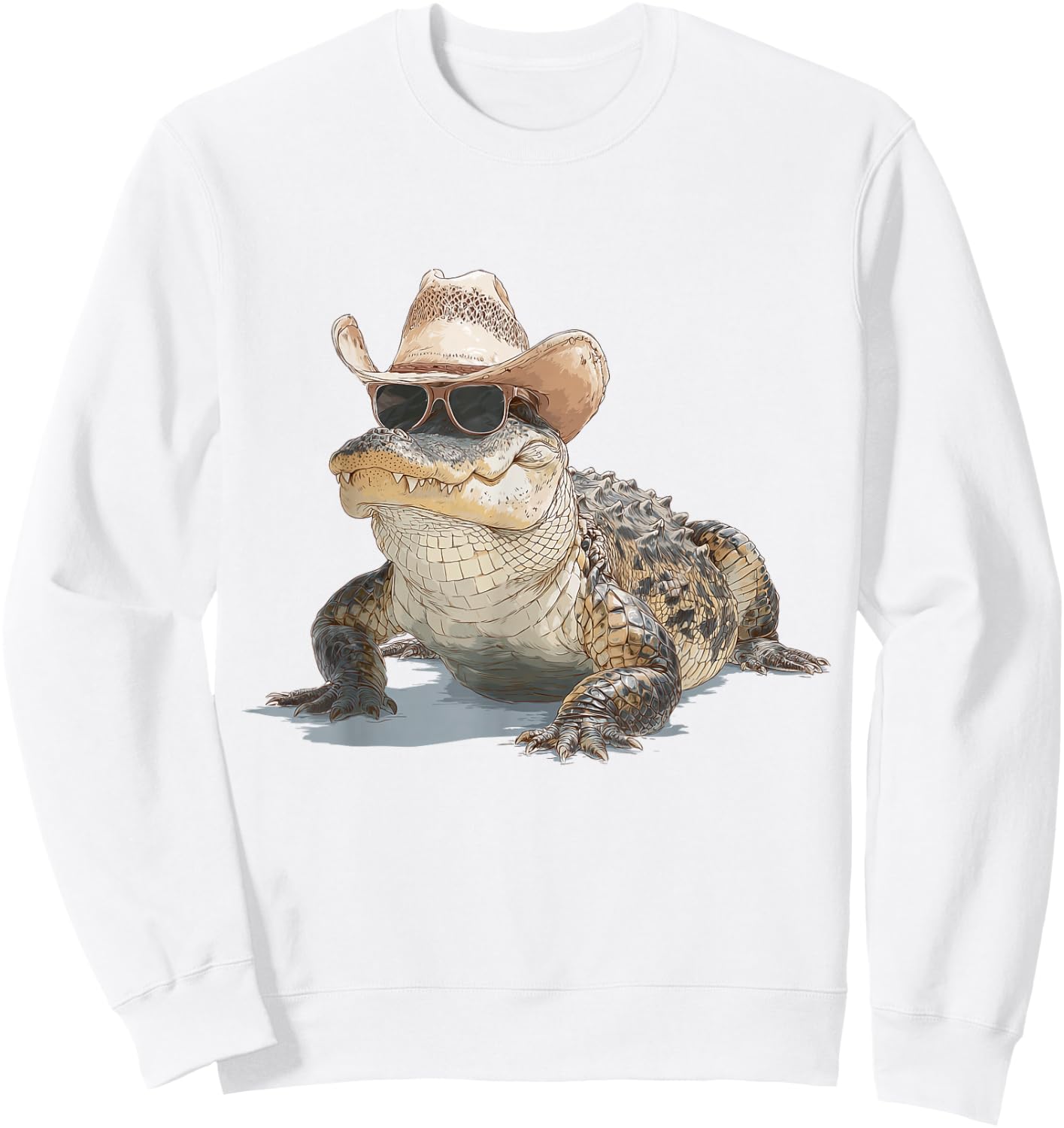 Alligator Cowboy Hat Gator Crocodile Reptile Lover Funny Sweatshirt - Sweatshirt | White