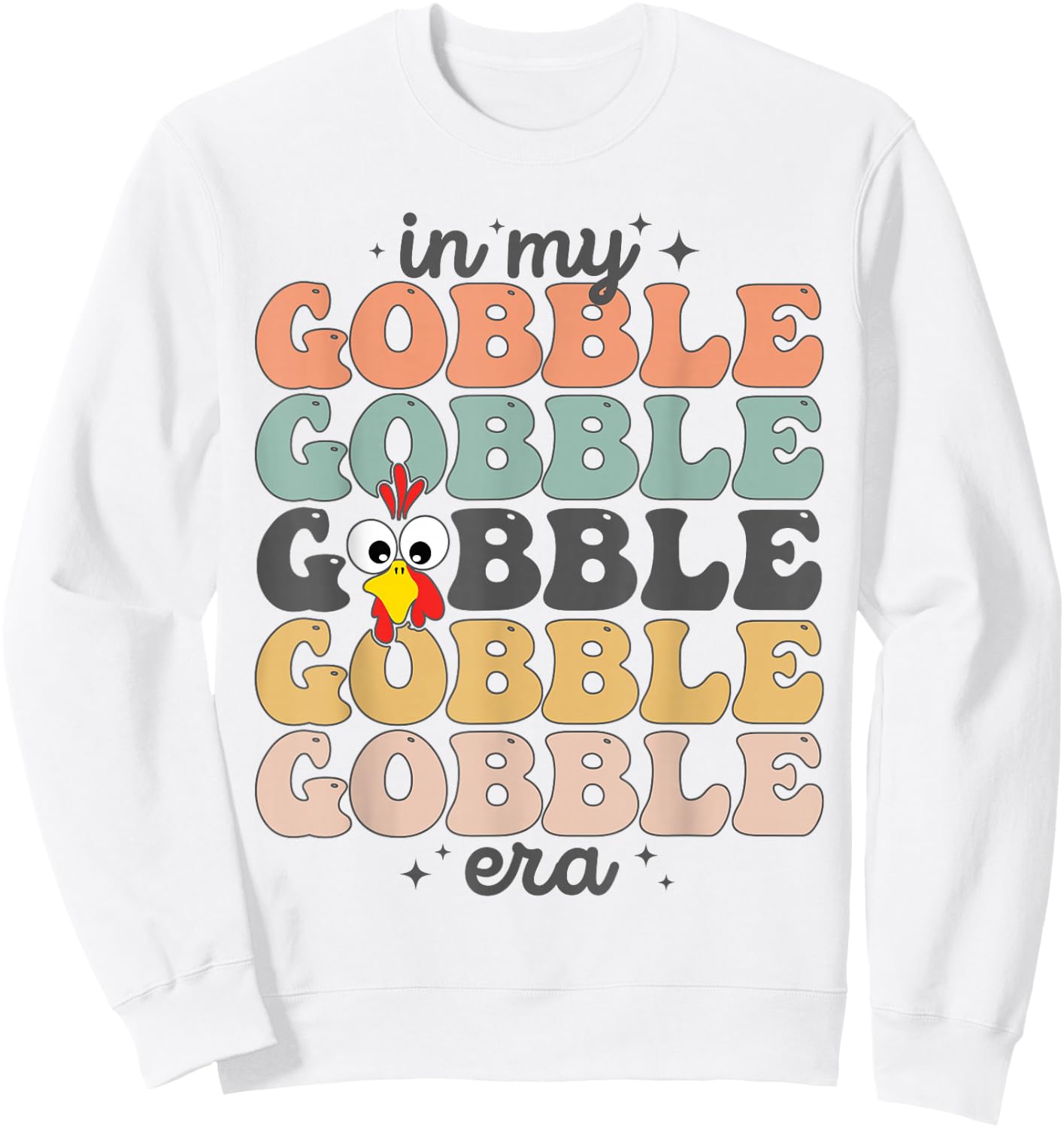 In My Gobble Era Thanksgiving Turkey Sweatshirt - Sweatshirt | White