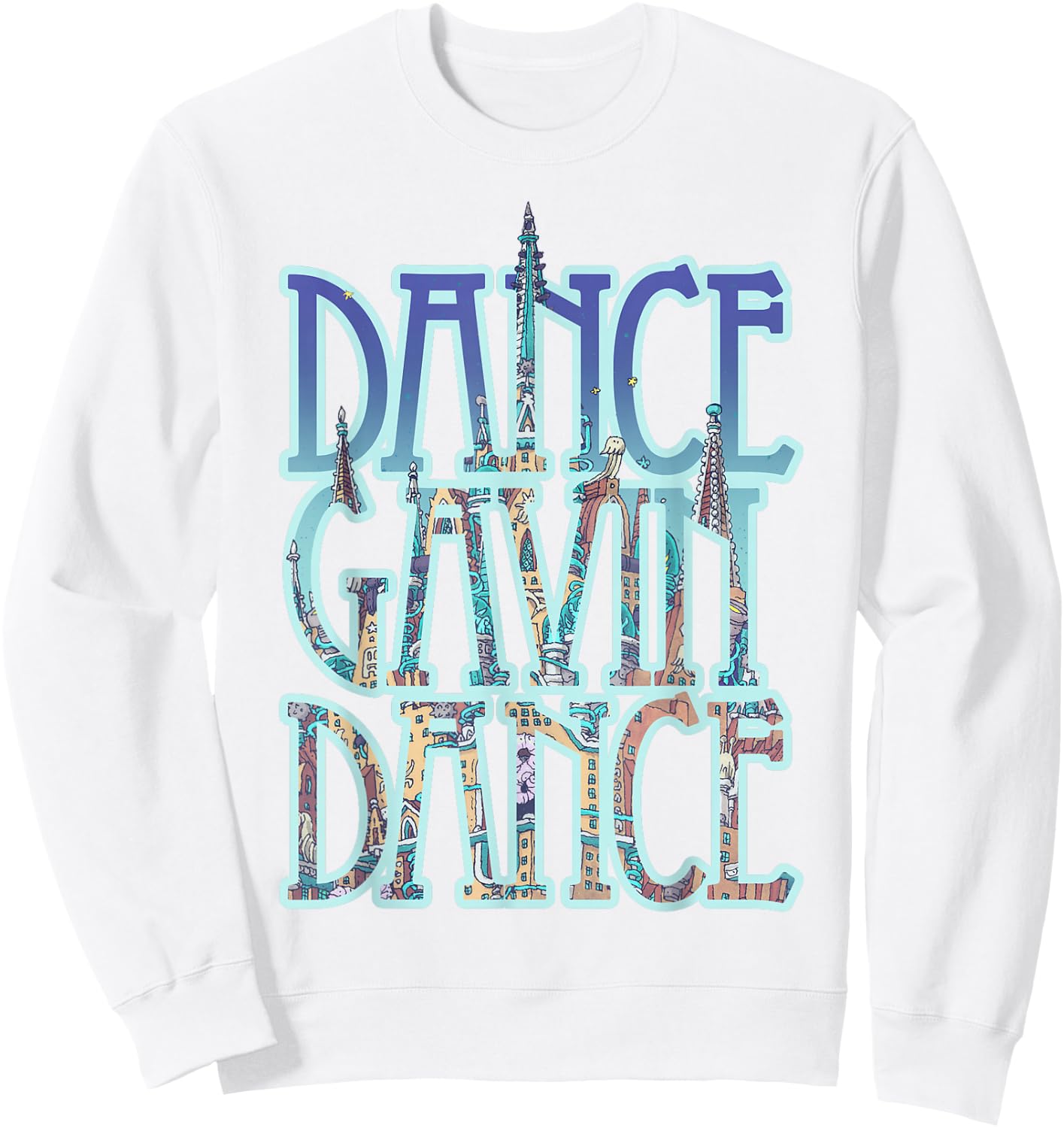 Dance Gavin Dance City Fill Stack Logo Sweatshirt - Sweatshirt | White
