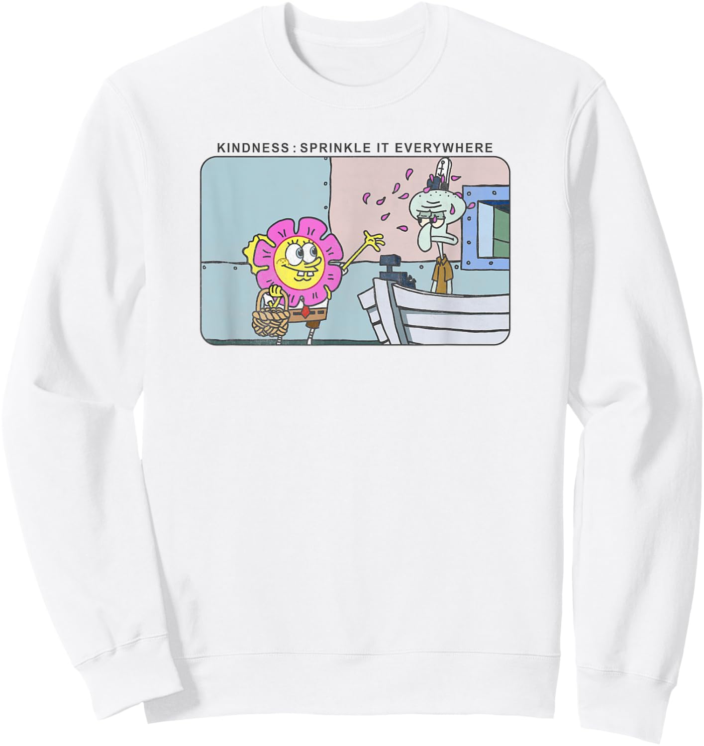 Spongebob Squarepants and Squidward Kindness Meme Sweatshirt - Sweatshirt | White