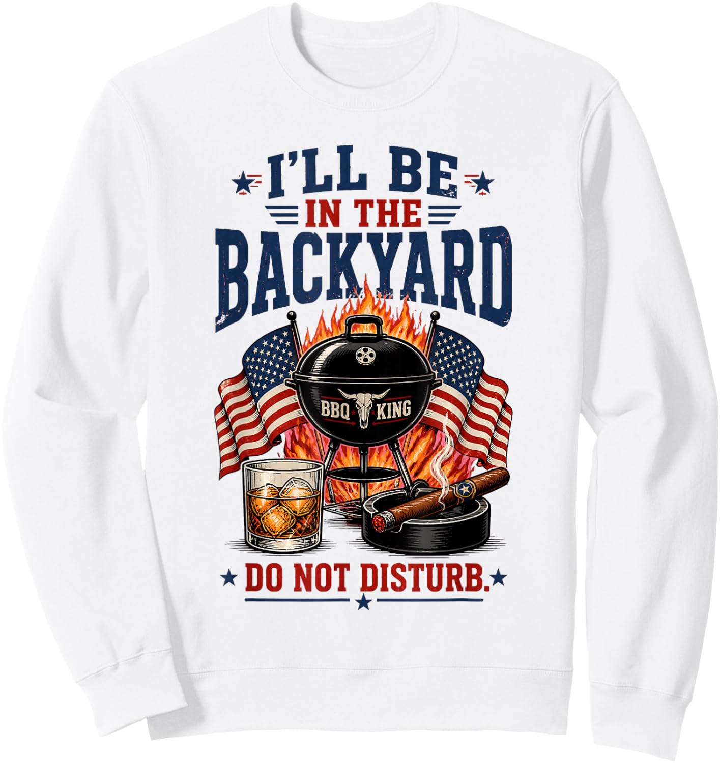 I'll Be in The Backyard Cigar Sweatshirt - Sweatshirt | White