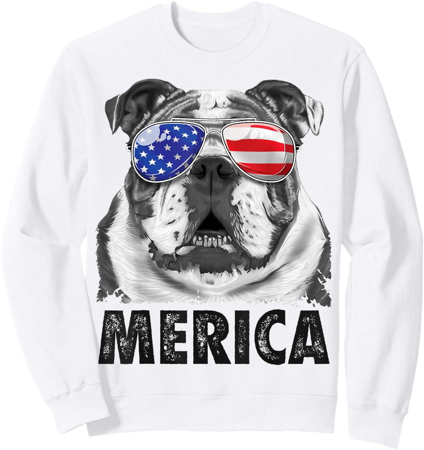 English Bulldog 4th of July Shirt Merica Men Women American Sweatshirt - Sweatshirt | White