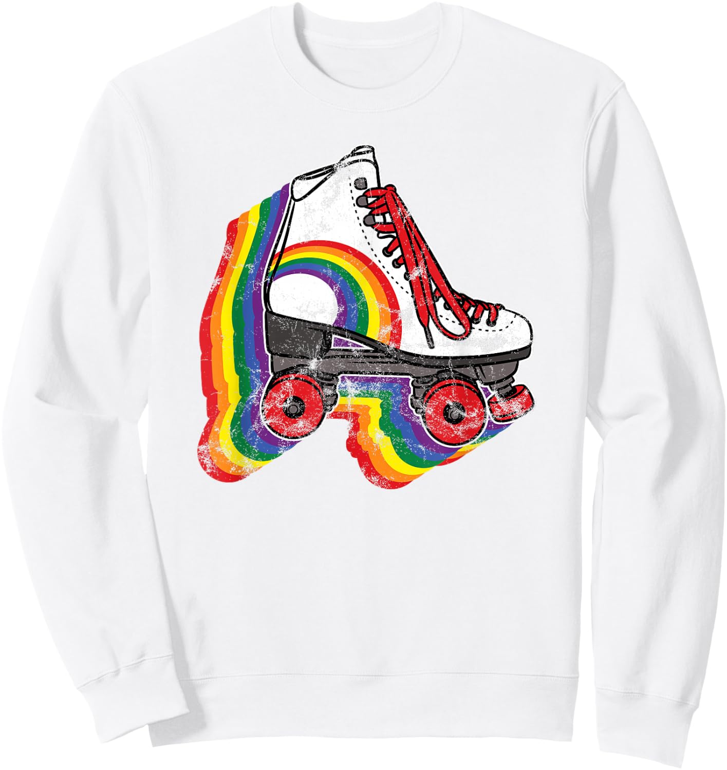 Rainbow Vintage Roller Skating Sweatshirt - Sweatshirt | White