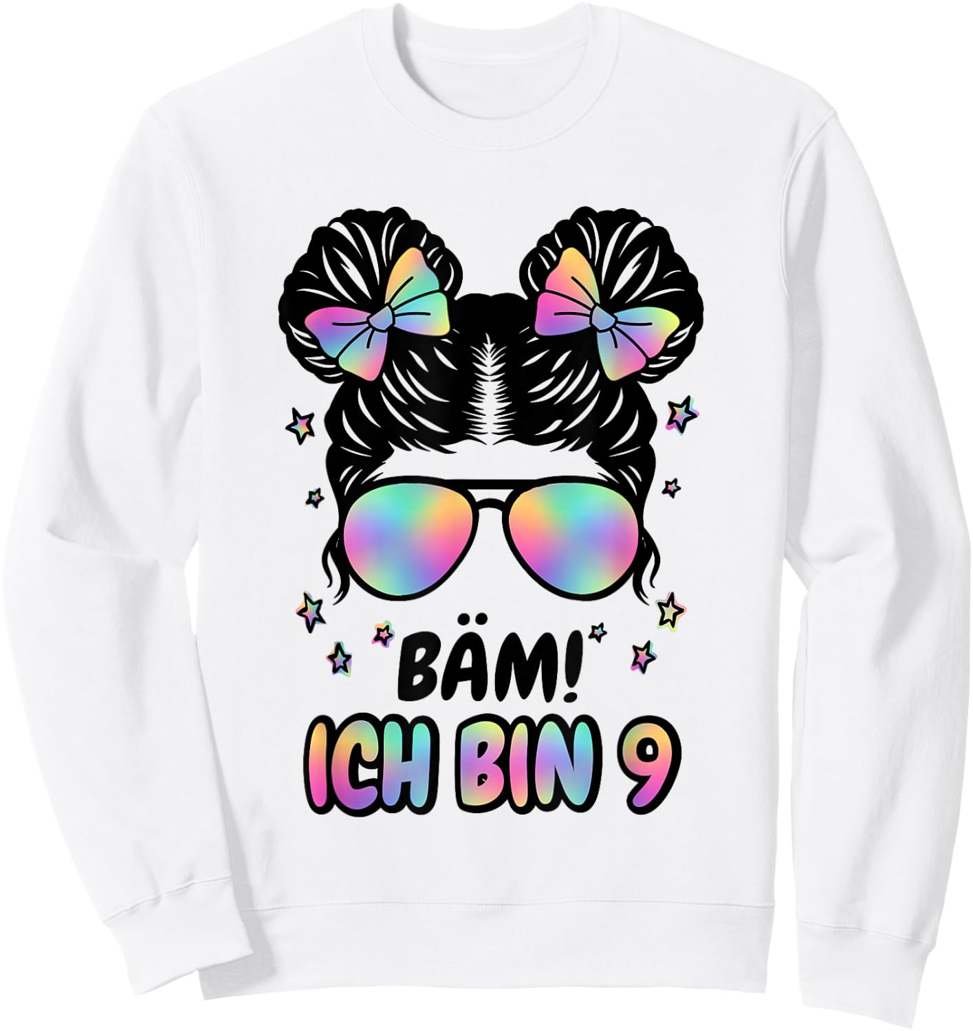 9. Geburtstag Mädchen Messy Bun Bäm! Ich Bin Neun Sweatshirt - Sweatshirt | White