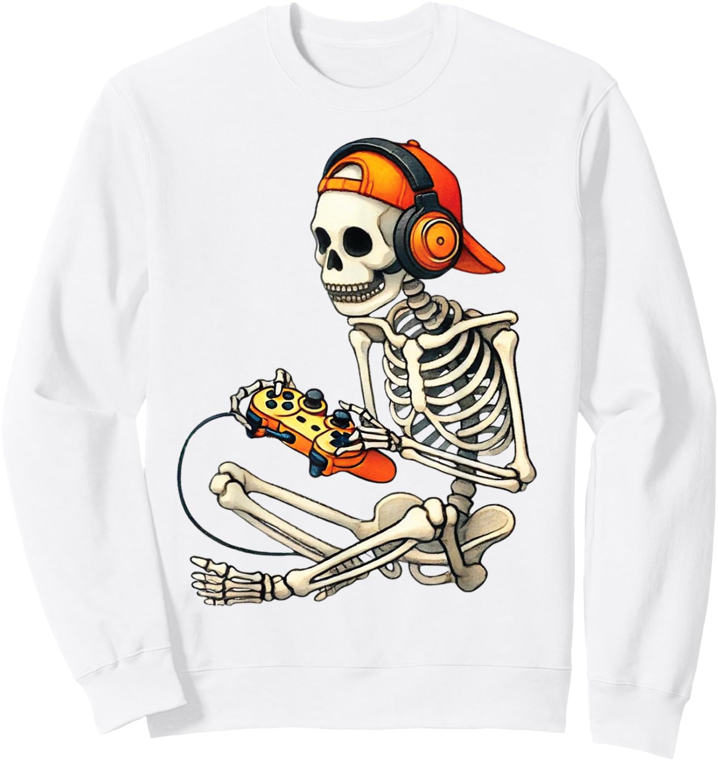Halloween Skeleton Gamer Video Gaming Costume Boys Men Kids Sweatshirt - Sweatshirt | White
