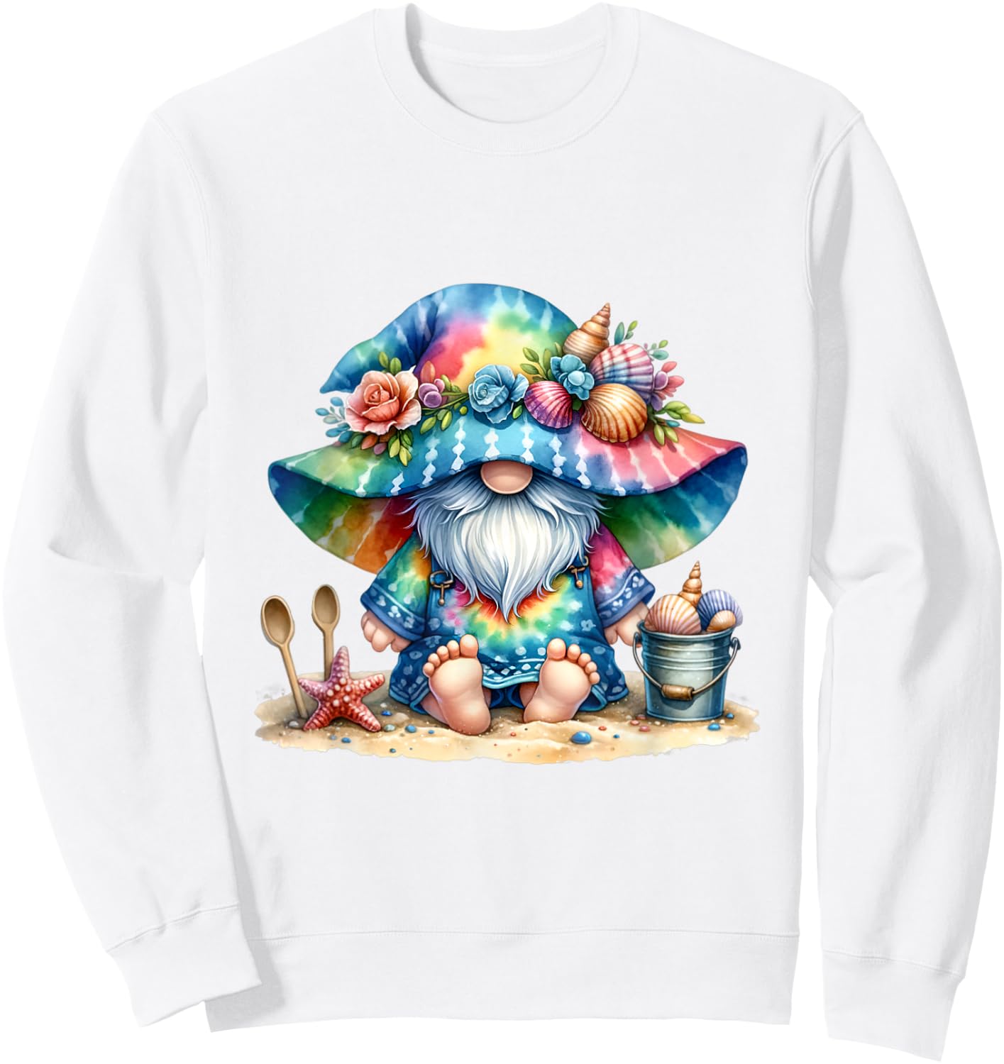 Funny Beach Gnome Dad Barefoot In Sand For Hawaii Vacation Men Women Kids Sweatshirt - Sweatshirt | White