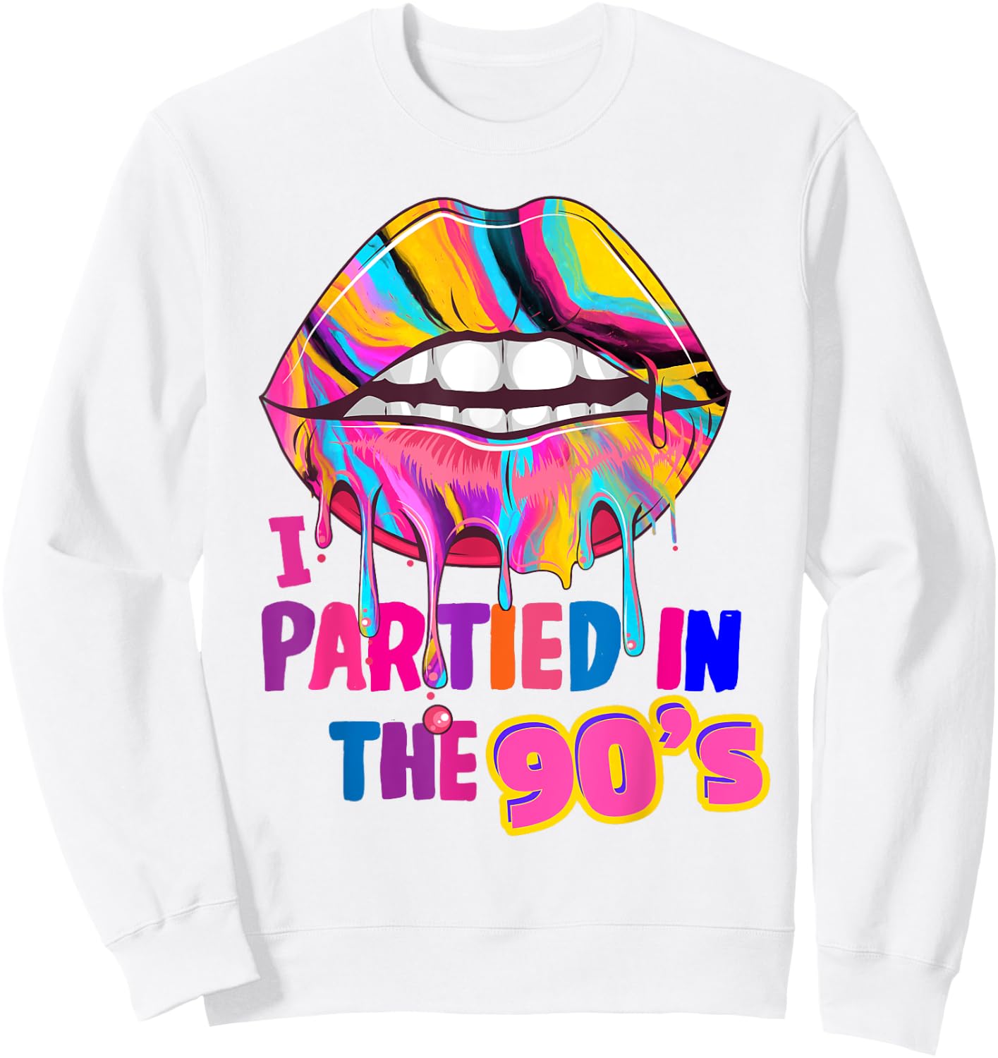 90s Design Rave Outfit & 90s Festival Costume Sweatshirt - Sweatshirt | White