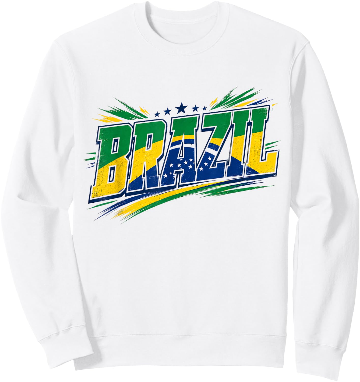 Brazil Flag Graphic Patriotic Brazilian Sweatshirt - Sweatshirt | White