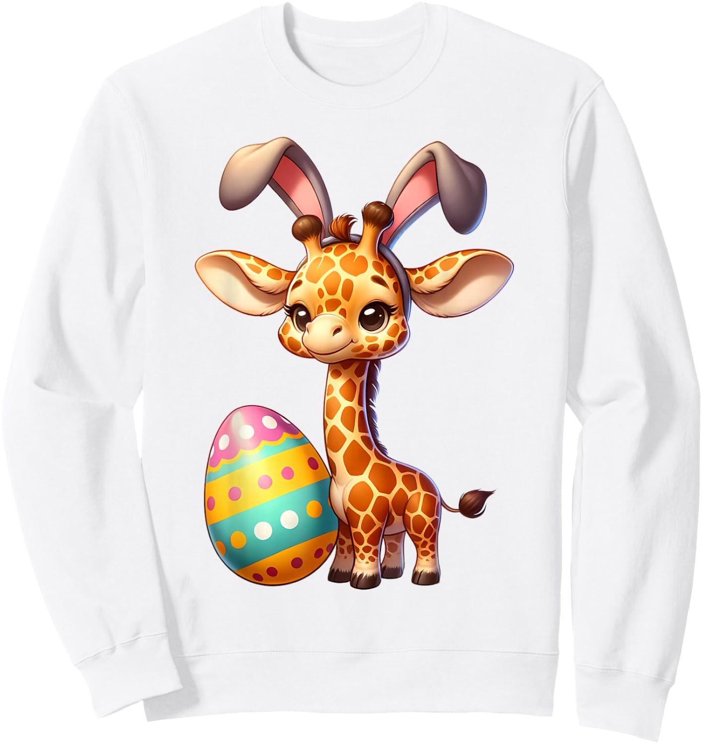 Easter Giraffe Lover Egg Eggs Bunny Rabbit Bunnies Funny Sweatshirt - Sweatshirt | White