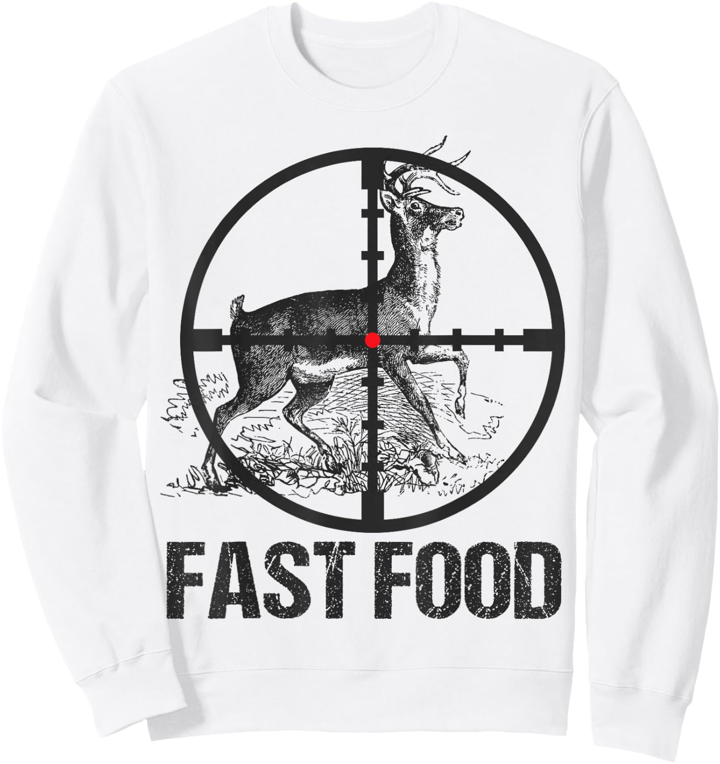 Men Deer Hunting Hunter Funny Whitetail Deer Fast Food Youth Sweatshirt - Sweatshirt | White