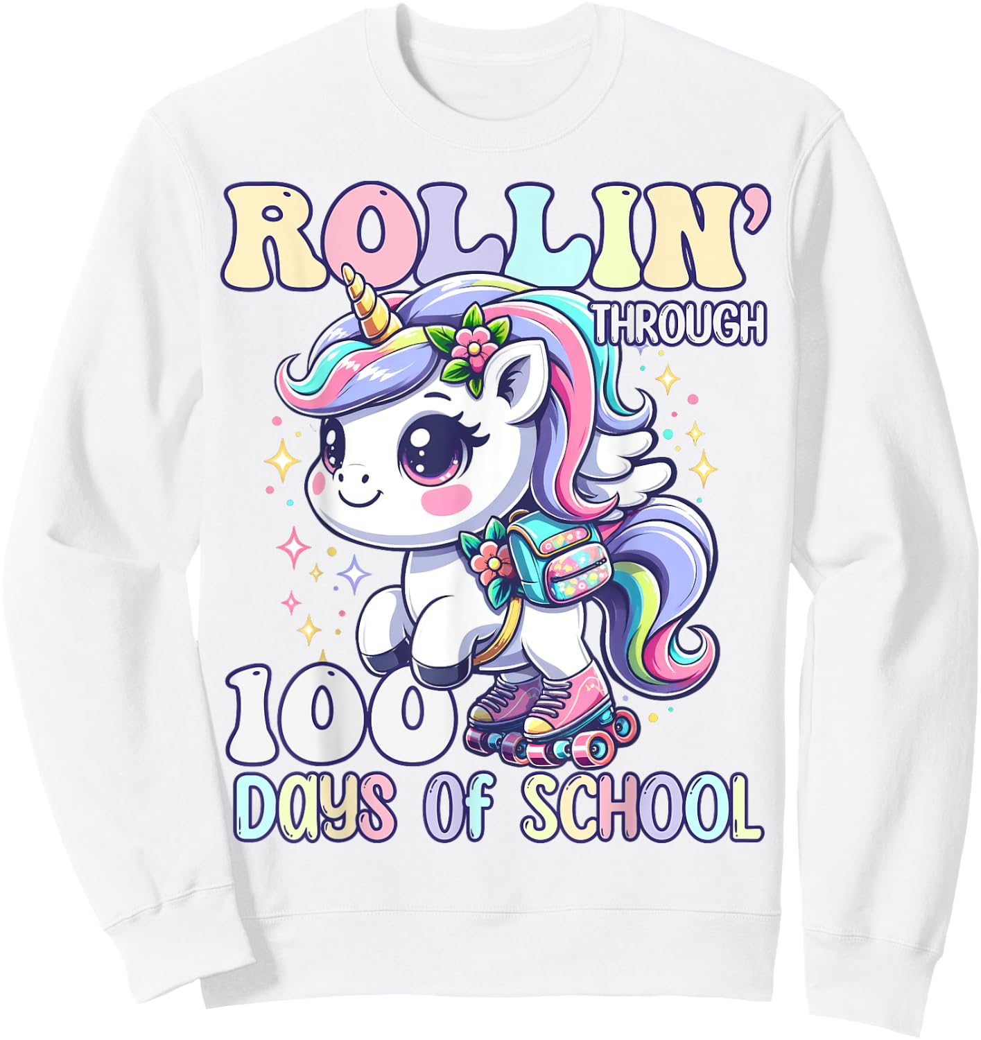 100 Days of School Girls Teacher 100th Day Unicorn Outfit Sweatshirt - Sweatshirt | White