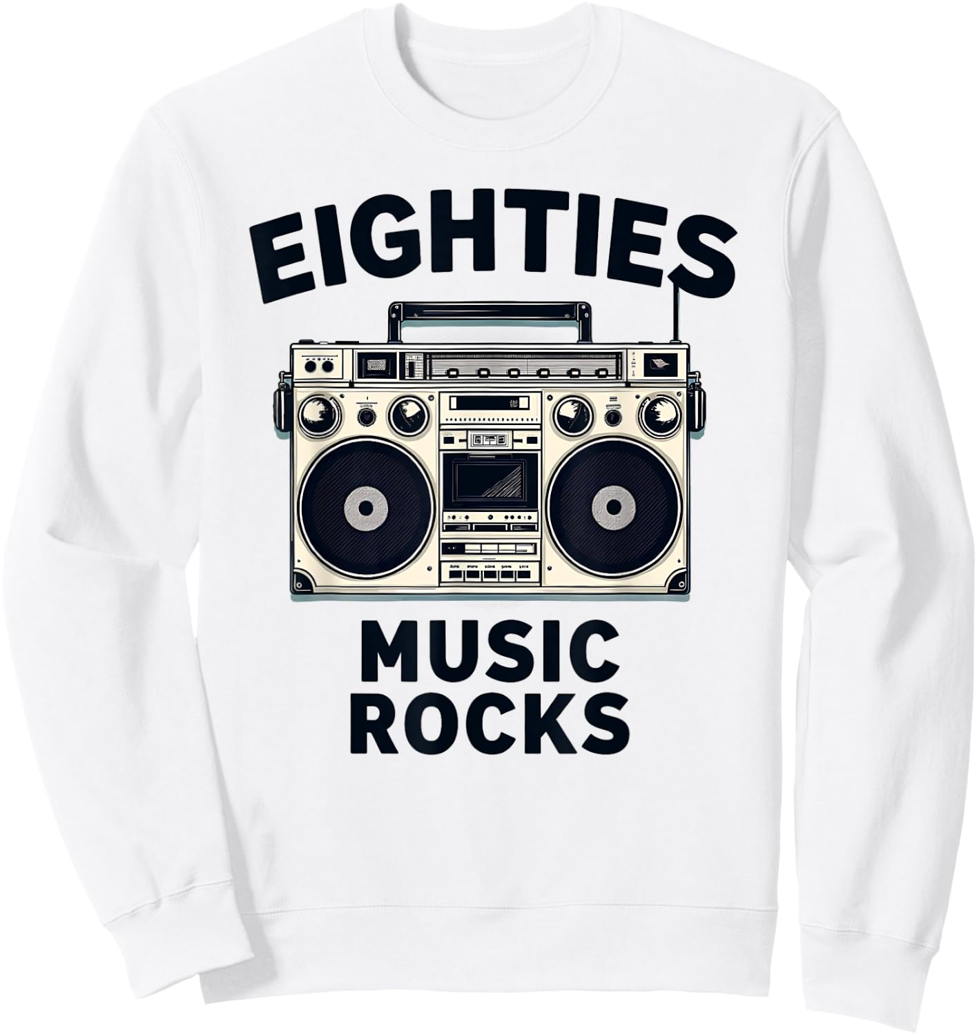 Eighties Music Rocks 80's Cassette Sweatshirt - Sweatshirt | White