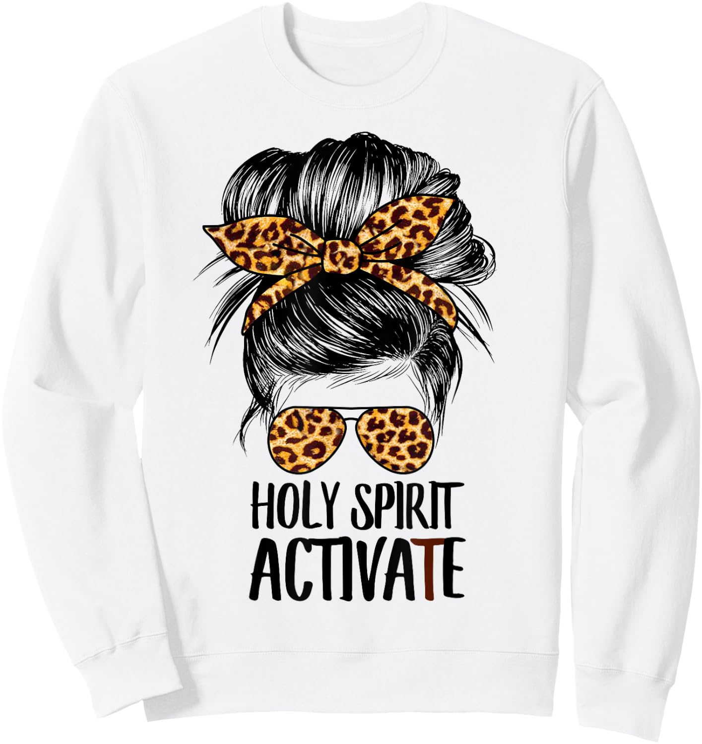 Trendy Religious Holy Spirit Cool Mom Life Leopard Print Sweatshirt - Sweatshirt | White