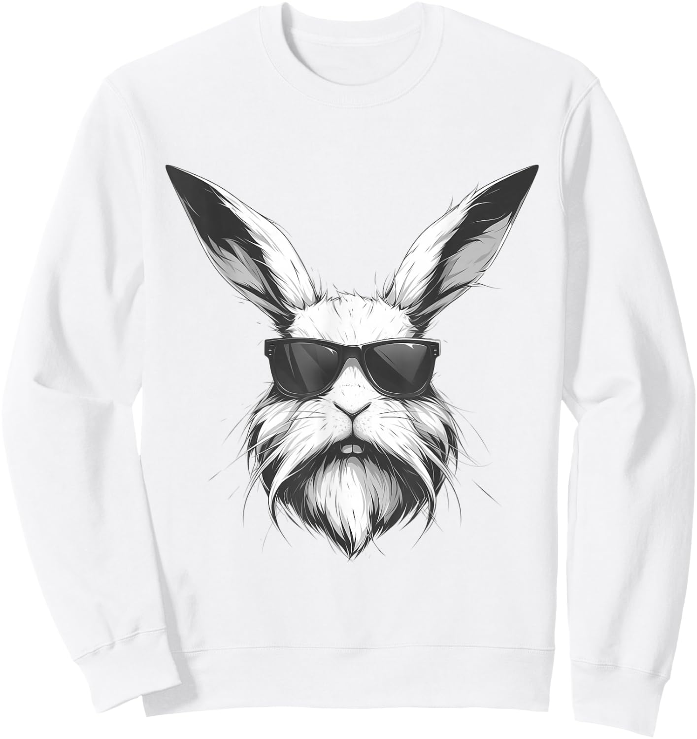Beard Bunny Face With Sunglasses Easter Day 2024 Men Boy Kid Sweatshirt - Sweatshirt | White